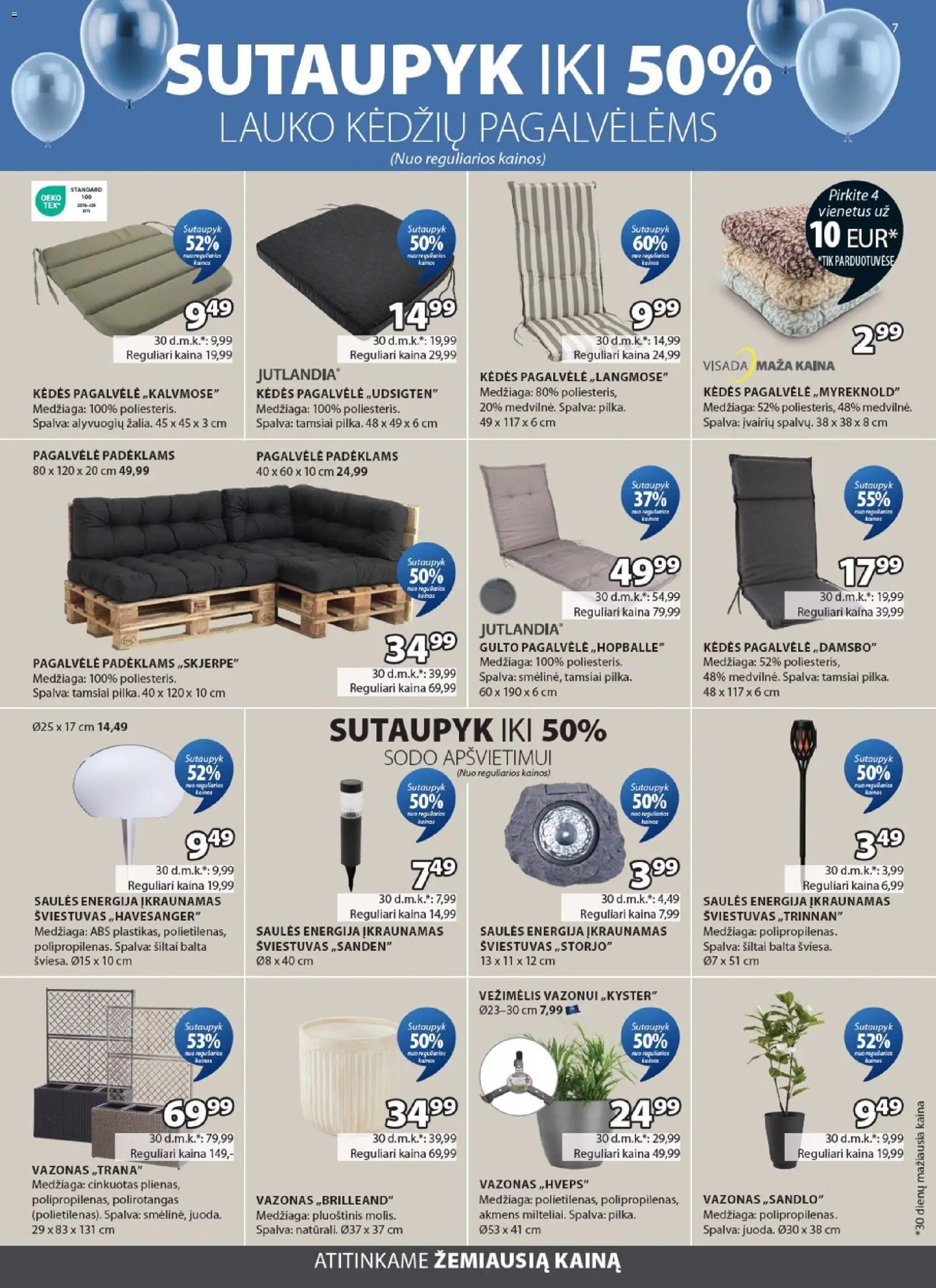 JYSK akcijos nuo 14.04.2026 | Puslapis: 7 | Prekių: Pagalvėlė, Vazonas