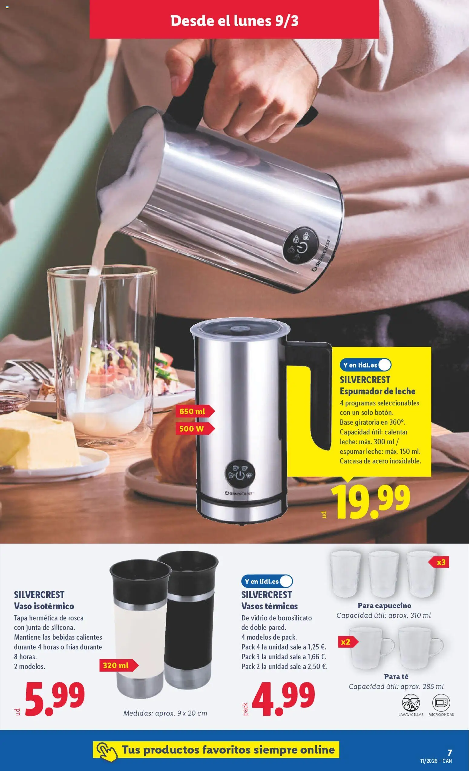Lidl folleto de bazar │ válido desde el 09.03.2026 | Página: 17 | Productos: Leche, Vasos, Té, Βύσμα τροφοδοσίας