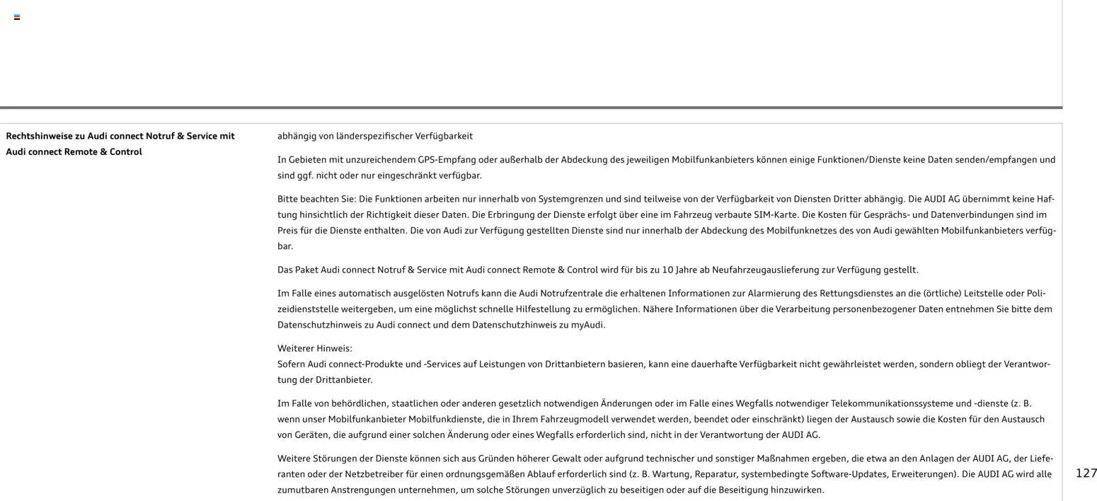 Audi Q7 – gültig ab 28.10.2025 | Seite: 127