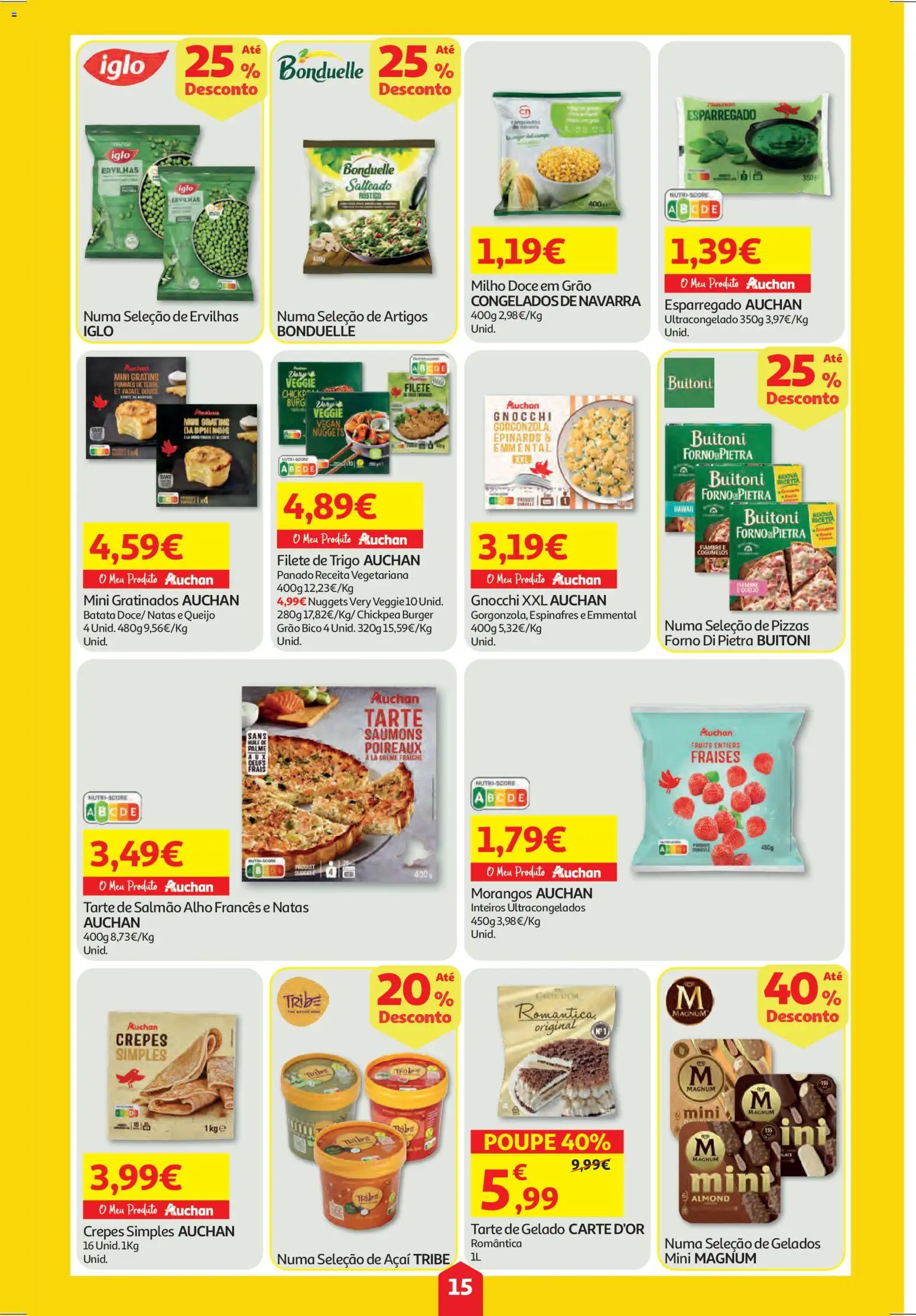 Auchan folheto │ válido de 29.01.2026 | Página: 15 | Produtos: Açai, Morangos, Creme, Milho