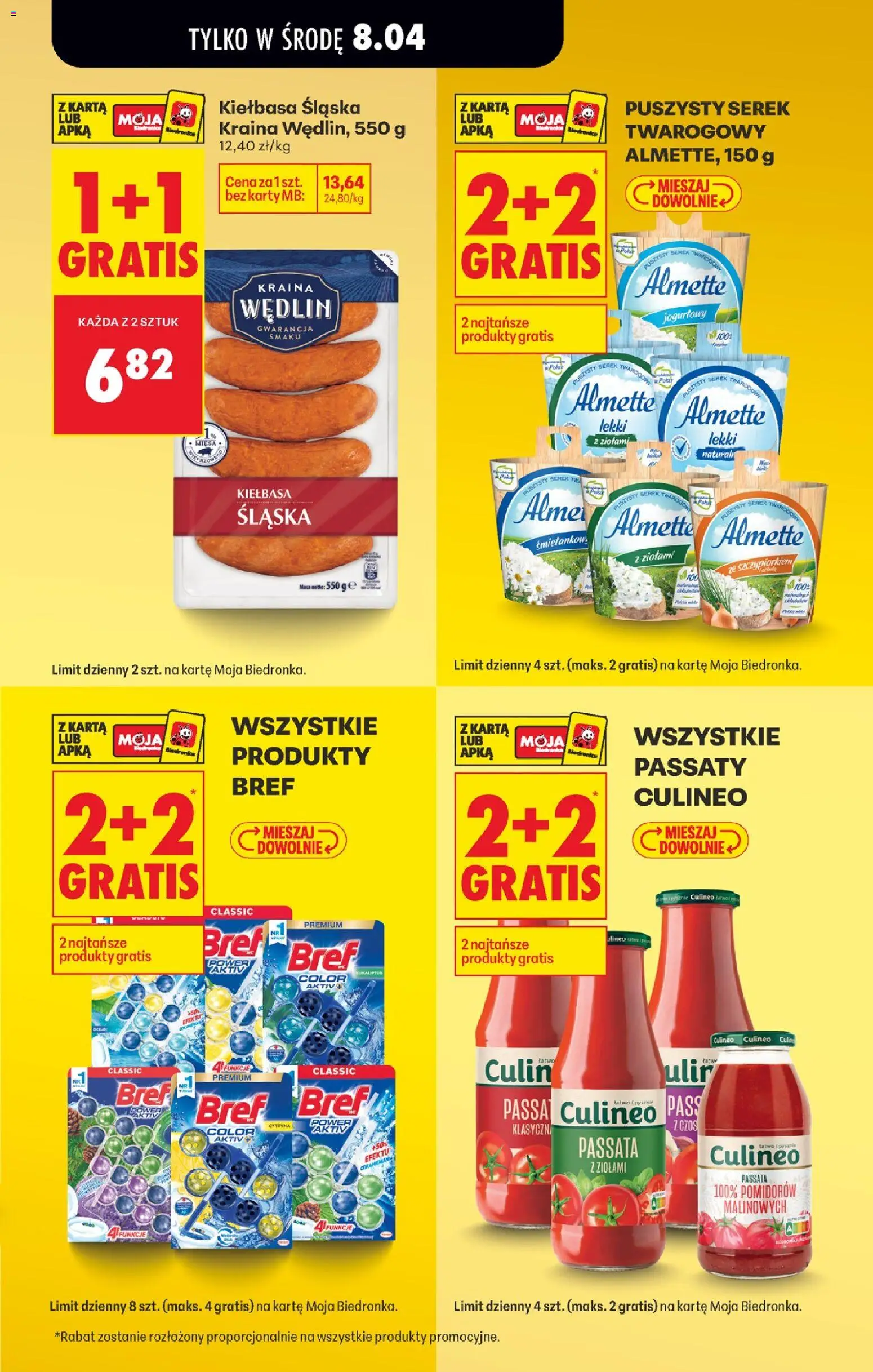 Biedronka gazetka od wtorku od 07.04.2026 | Strona: 7 | Produkty: Kiełbasa, Cream cheese, Serek, Cleaner