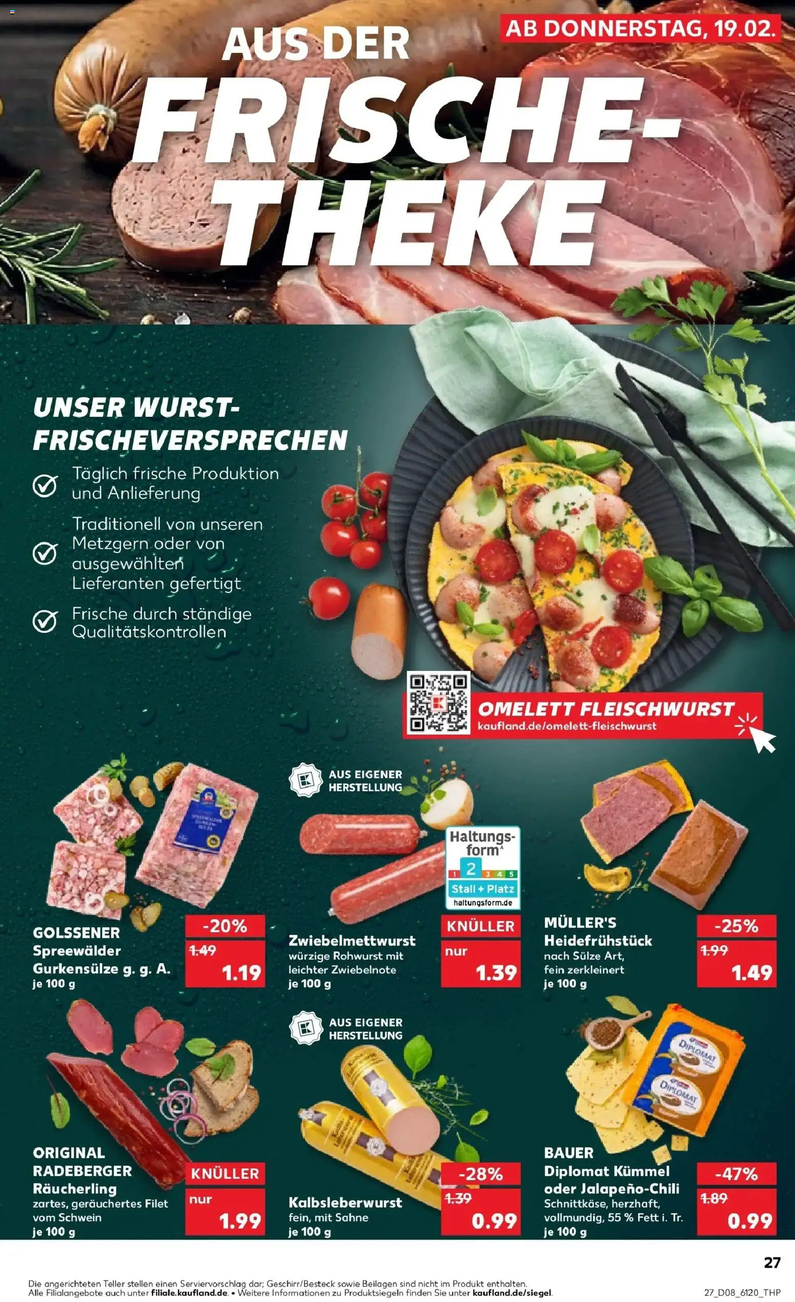 Kaufland prospekt Osnabrück	 – gültig ab 22.02.2026 | Seite: 27 | Produkte: Theke, Wurst, Sahne