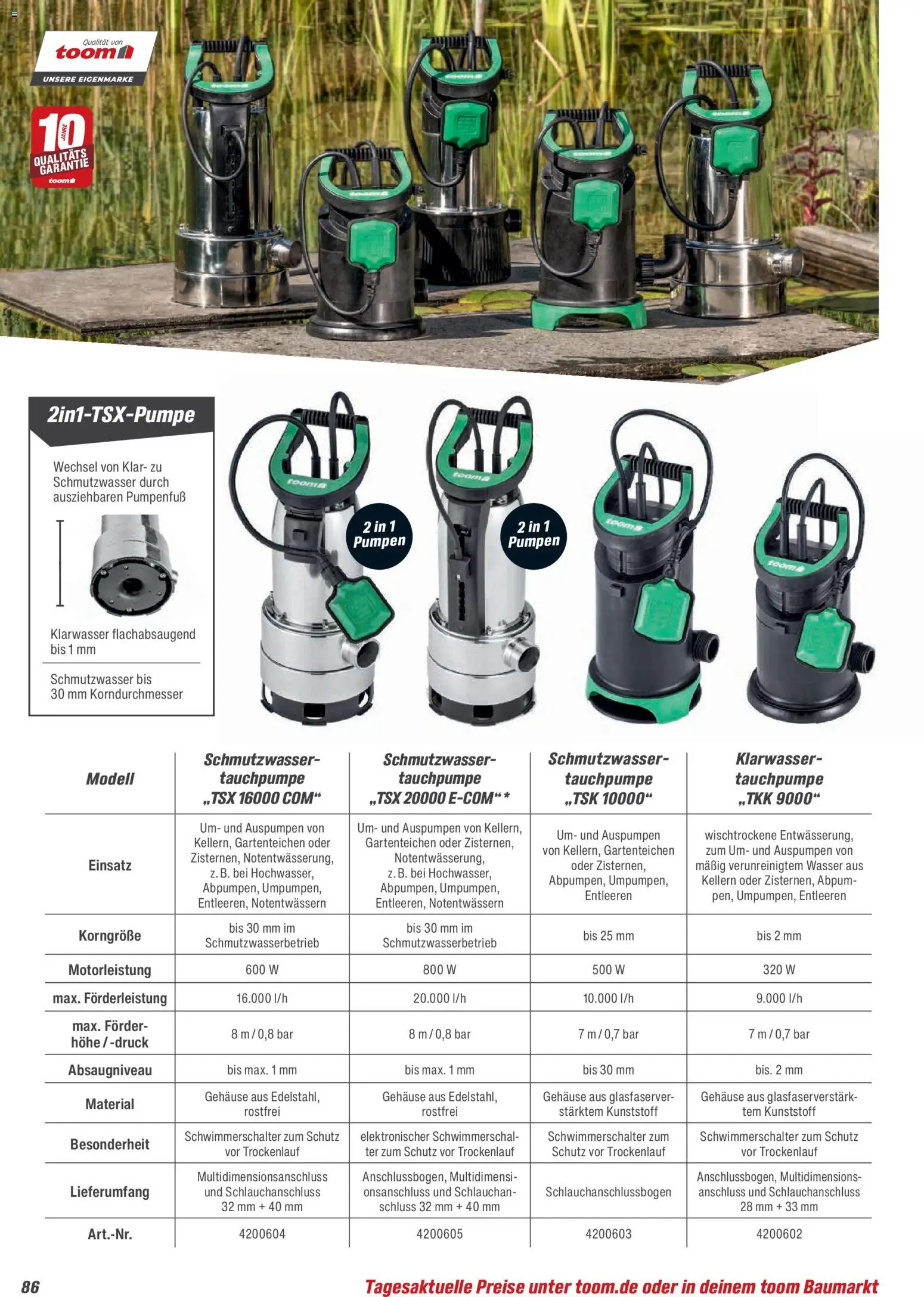 Toom Baumarkt Gartenpflege & Teich 2026 – gültig ab 20.02.2026 | Seite: 86 | Produkte: Wasser