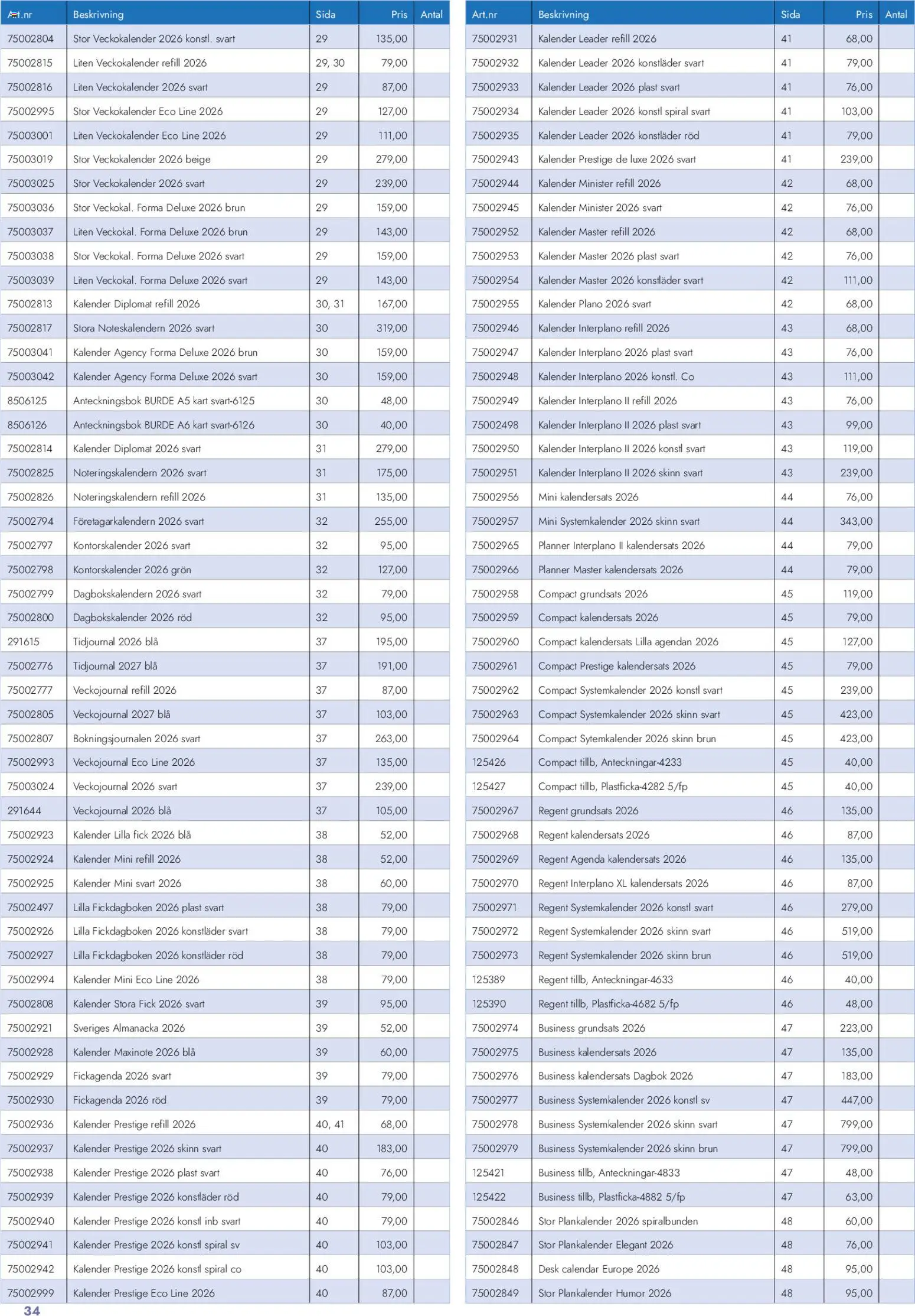 Lyreco reklamblad aktuell från 26.01.2026 | Sida: 34 | Produkter: Anteckningsbok, Kalender