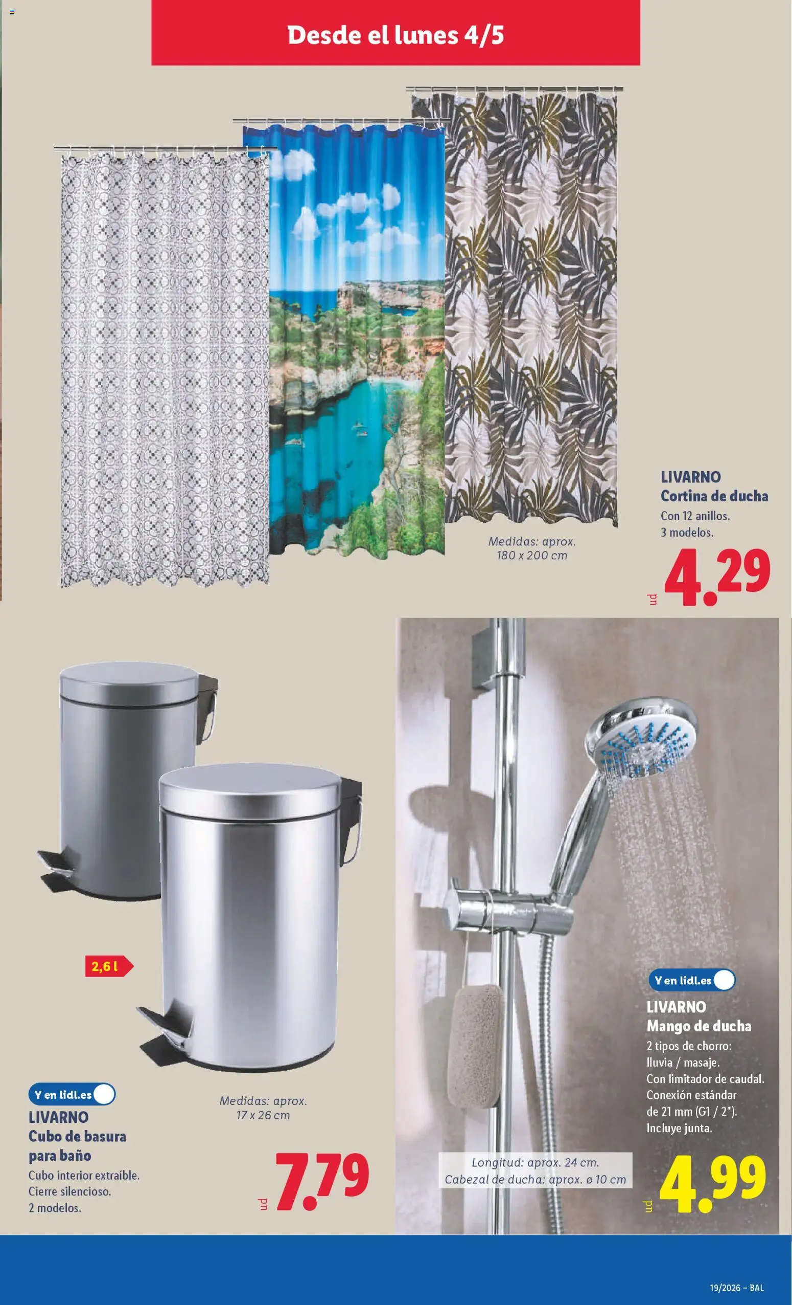Lidl folleto de bazar │ válido desde el 04.05.2026 | Página: 13 | Productos: Cortina, Cabezal de ducha, Ρούτερ, Baño