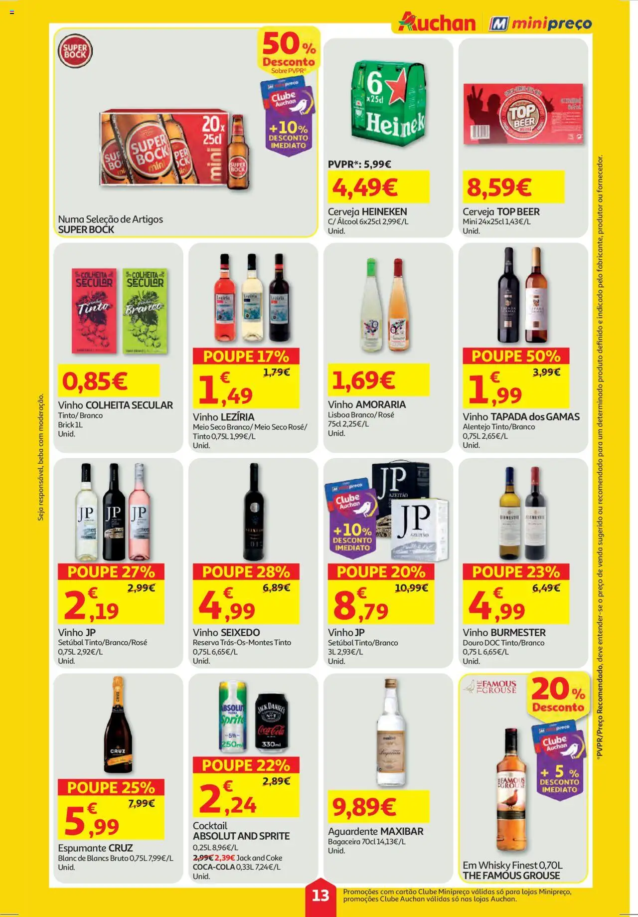 Auchan folheto │ válido de 09.10.2025 | Página: 13 | Produtos: Whisky, Top, Vinho, Cerveja
