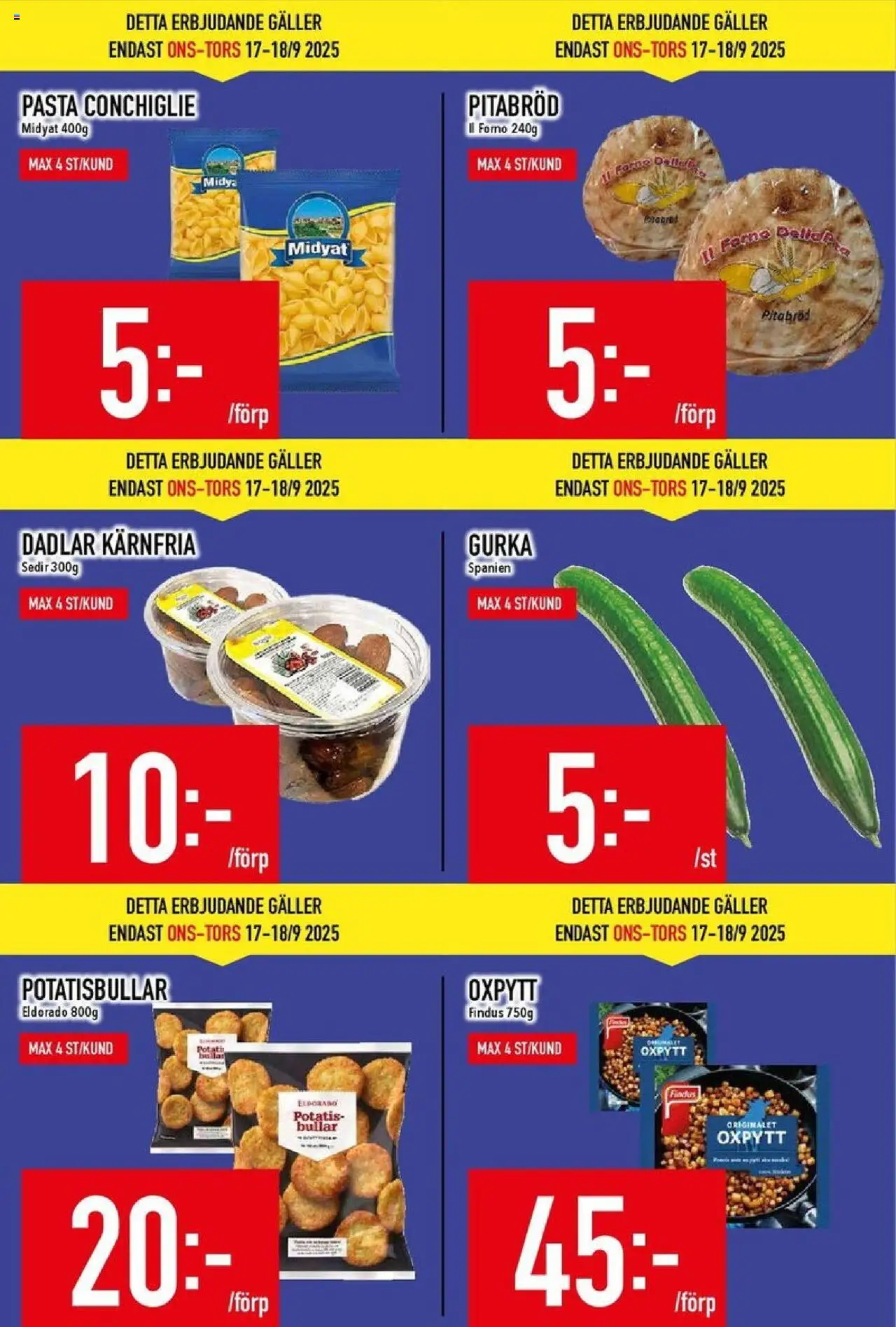 Matdax reklamblad aktuell från 15.09.2025 | Sida: 3 | Produkter: Galler, Pitabröd, Potatis, Gurka