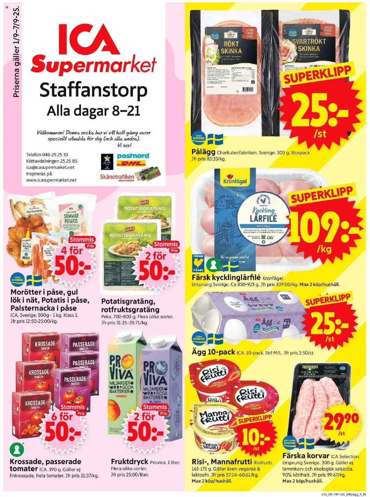 ICA Supermarket reklamblad aktuell från 01.09.2025 | Sida: 1 | Produkter: Gul lök, Te, Potatis, Mango