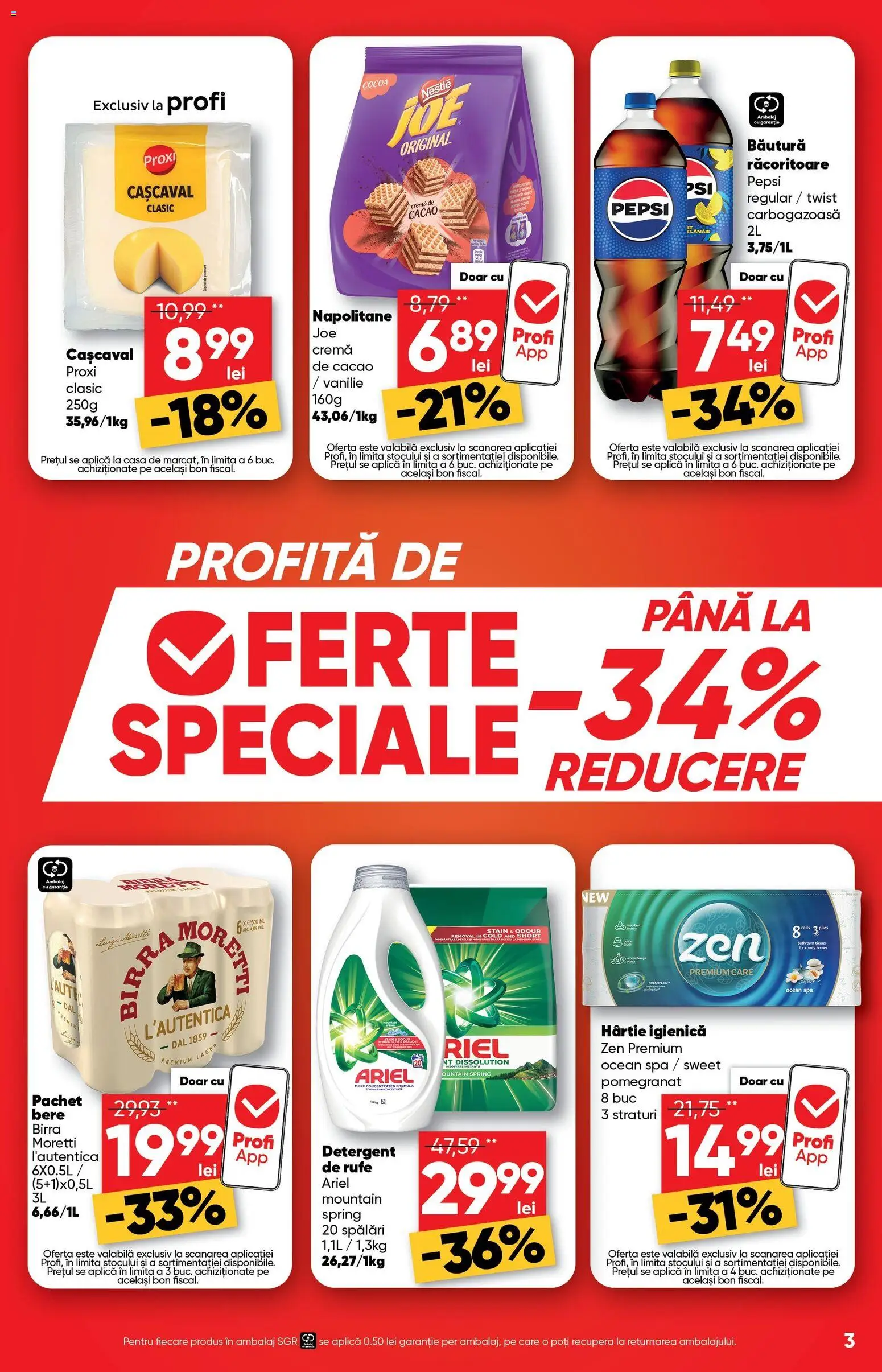 Noul catalog Profi – valabil de la 04.02.2026 | Pagină: 3 | Produse: Cașcaval, Cremă, Detergent, Cacao
