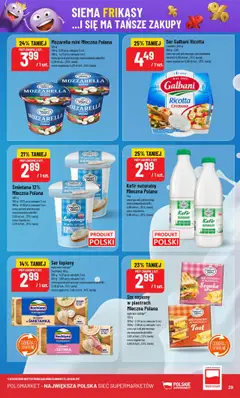 POLOmarket Gazetka od 02.07.2025 | Strona: 29 | Produkty: Ser topiony w plastrach, Kefir, Śmietana, Ricotta
