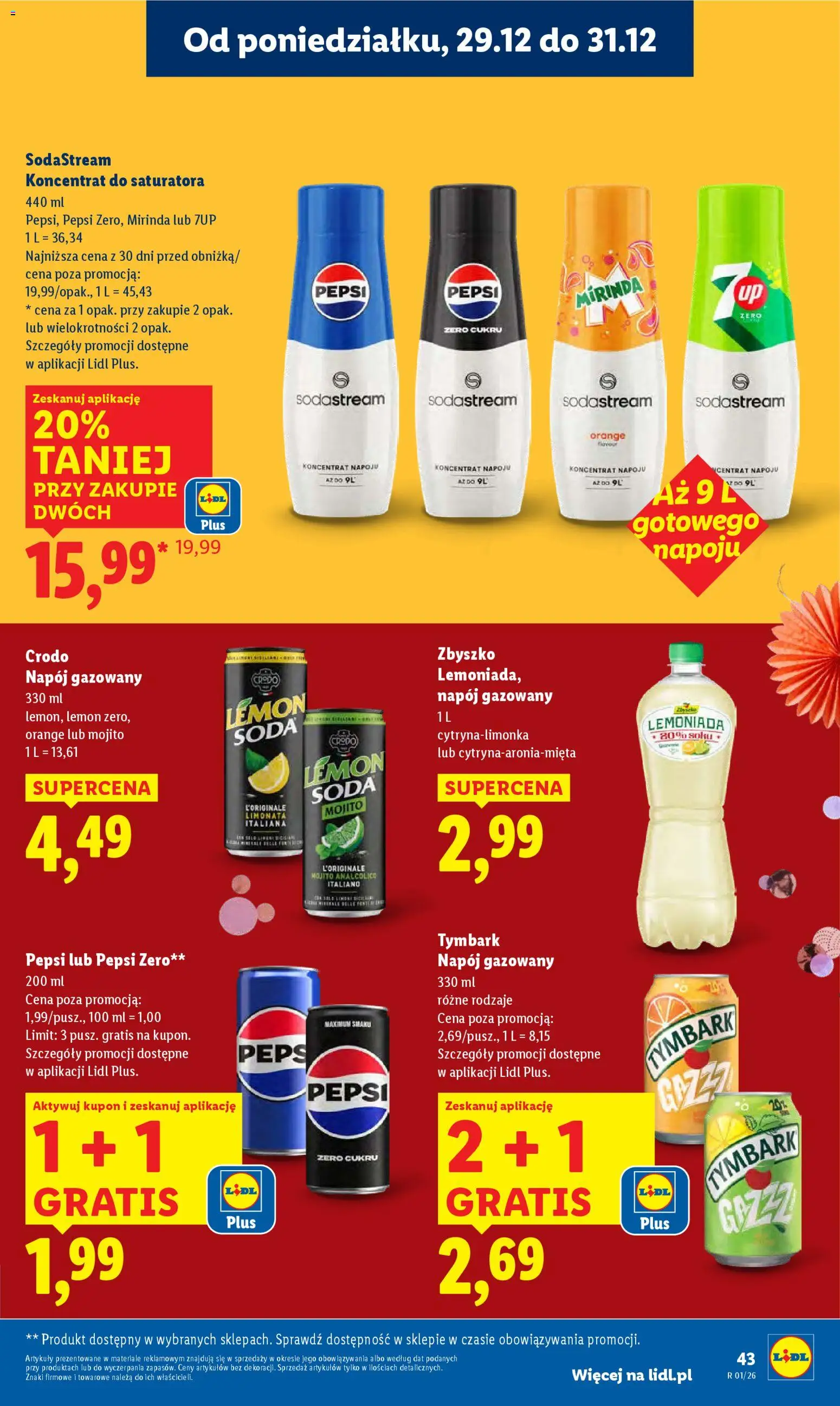 Lidl Gazetka od 29.12.2025 | Strona: 43 | Produkty: Pepsi, Sodastream