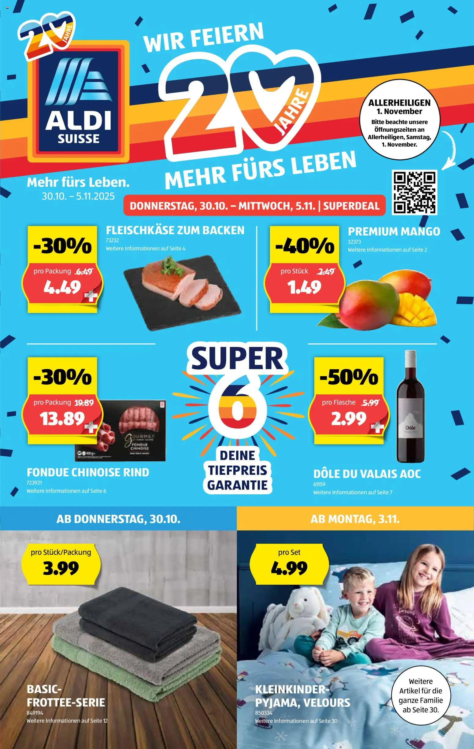 Aldi Aktionen – gültig ab 30.10.2025 | Seite: 1 | Produkte: Mango, Fondue