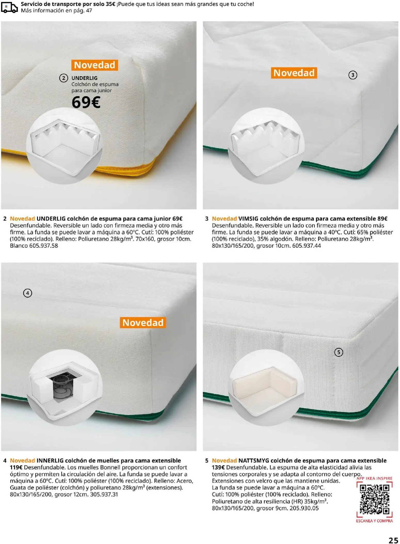 Catálogo IKEA  y los niños  │ válido desde el 06.03.2026 | Página: 25 | Productos: Colchon, Funda, Cama