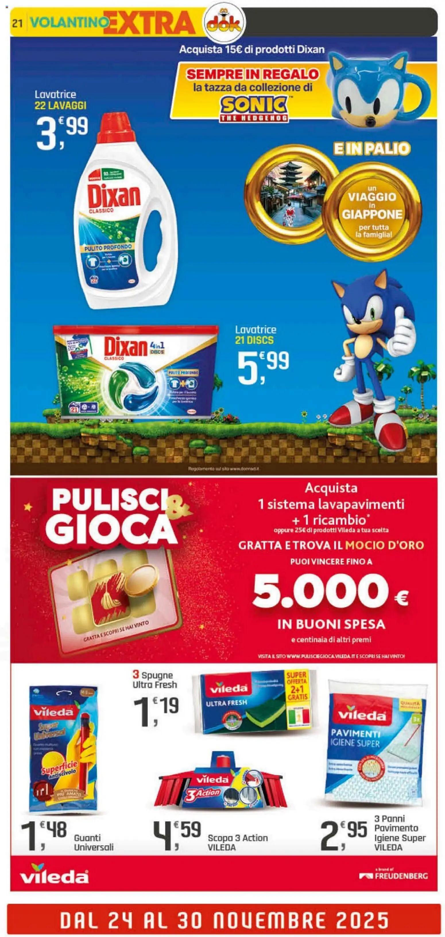 Volantino DOK del 20.11.2025 | Pagina: 21 | Prodotti: Mocio, Pavimento, Lavatrice, The