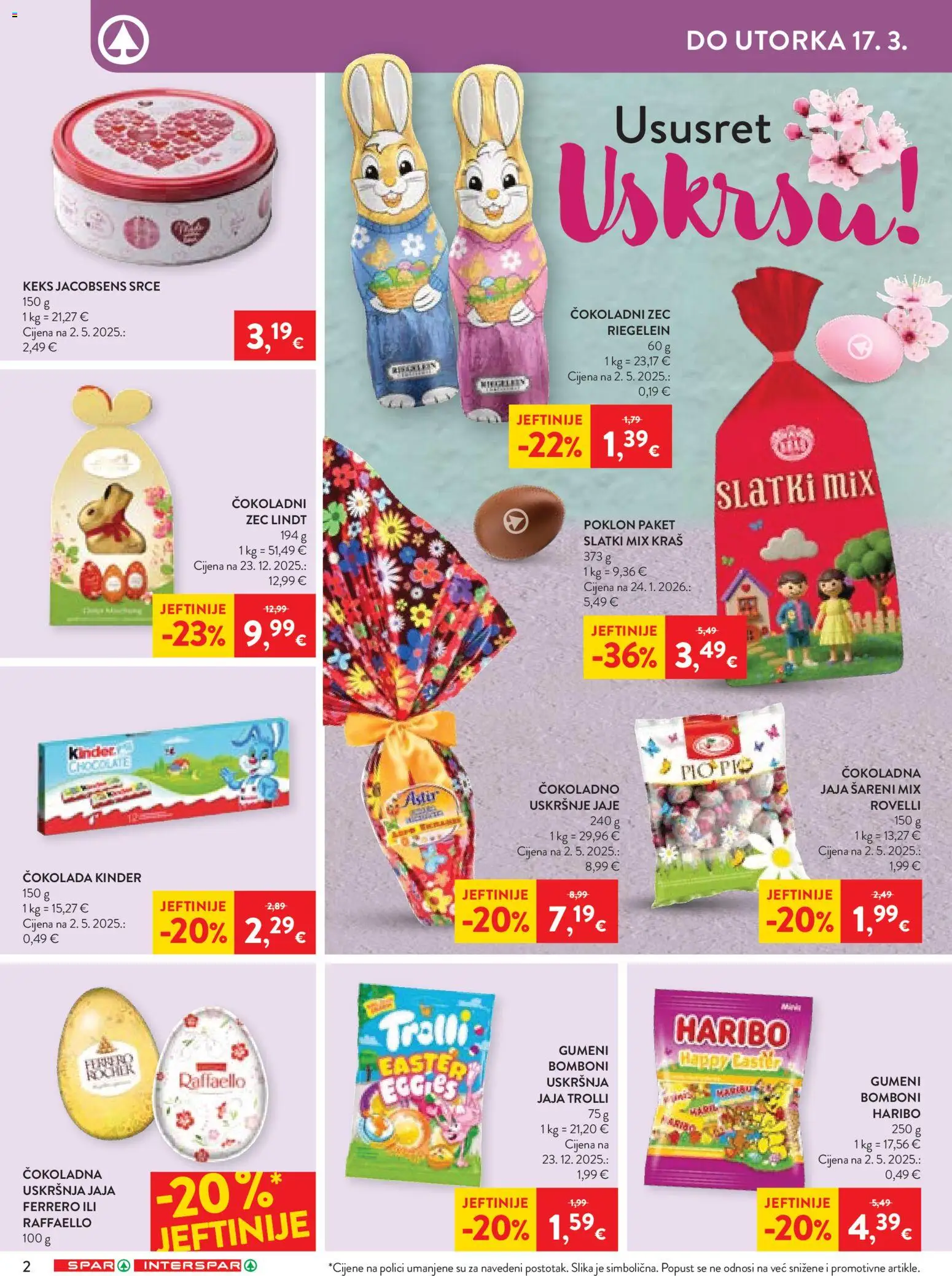 Spar katalog | vrijedi od 08.03.2026 | Stranica: 2 | Proizvodi: Jaja, Čokolada, Bomboni, Keks