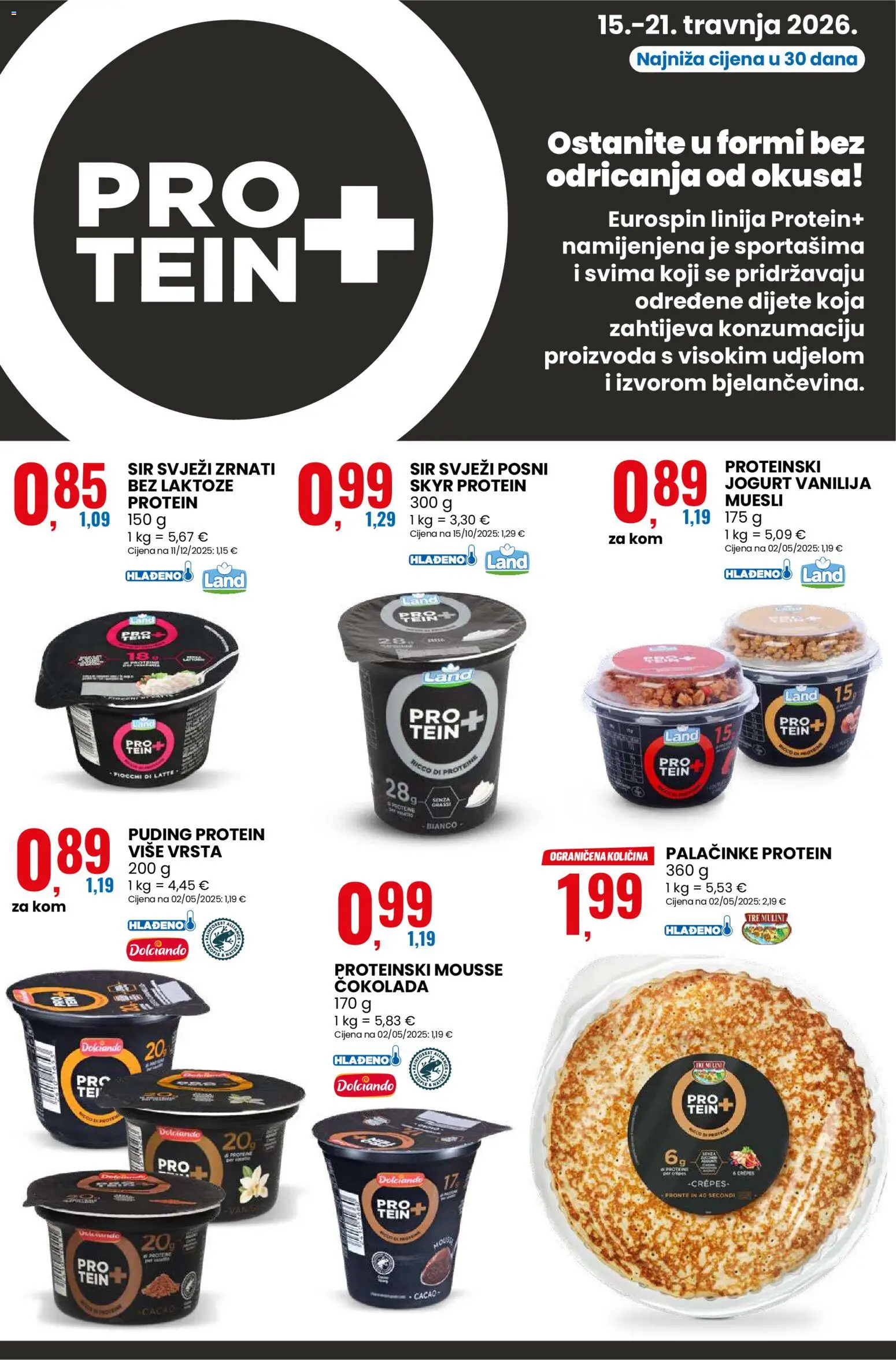 Eurospin katalog | vrijedi od 15.04.2026 | Stranica: 13 | Proizvodi: Sir, Jogurt, Čokolada, Puding