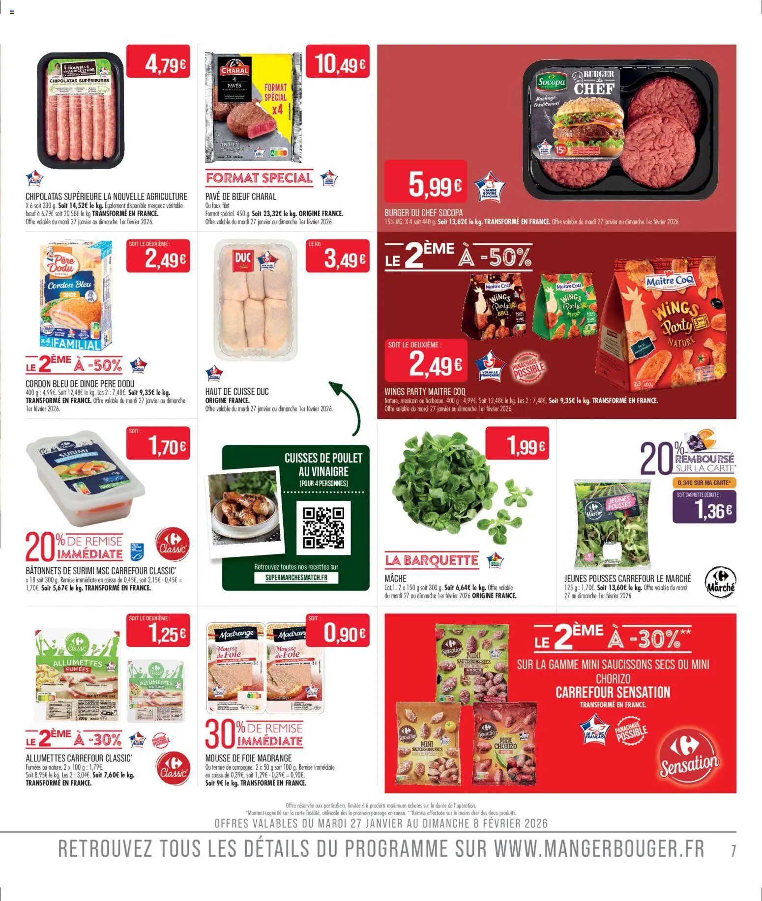 {H1} | Page: 7 | Produits: Mâche, Merguez, Vinaigre, Cordon bleu