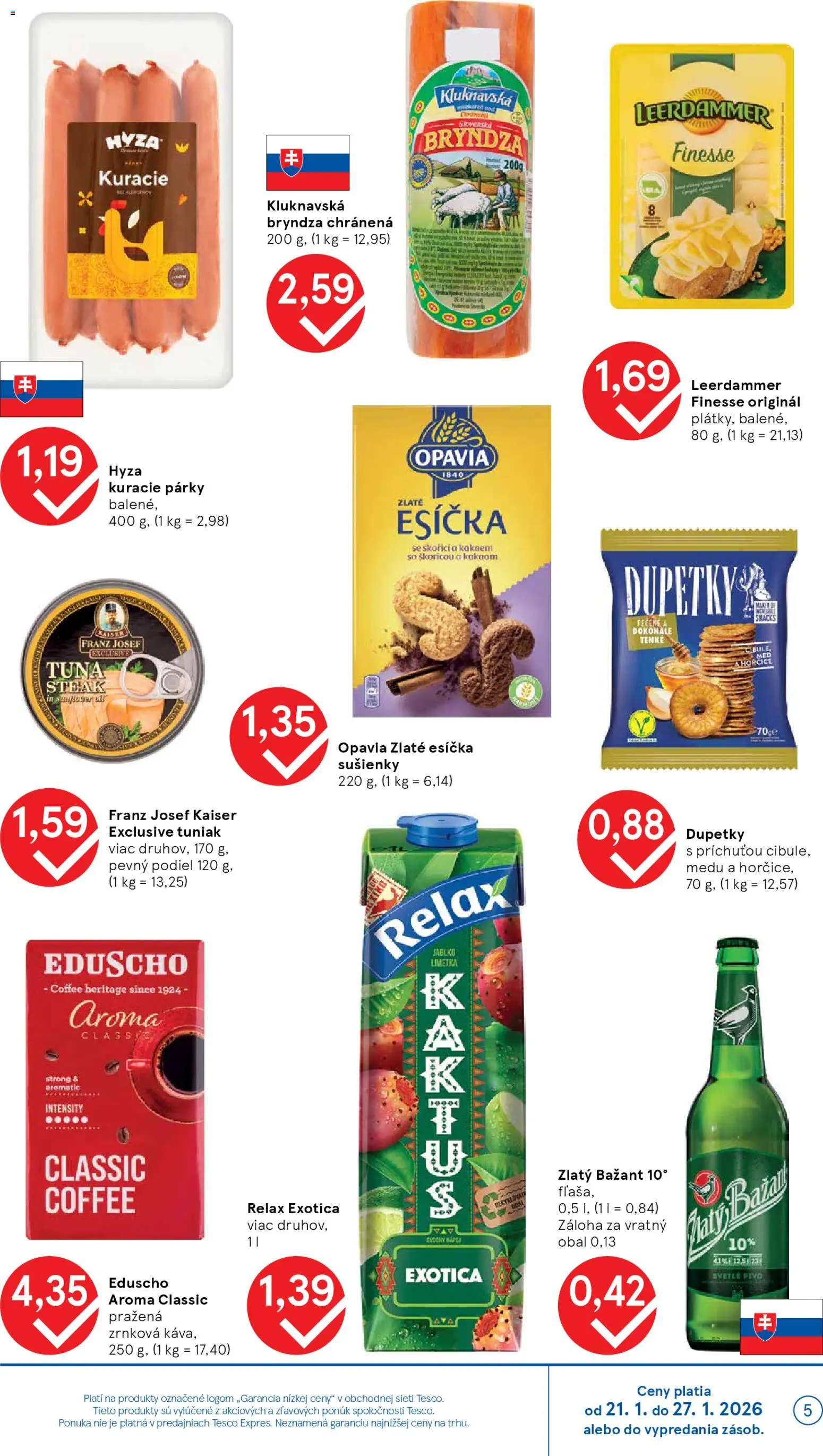 Nové Tesco akcie – leták je platný od 21.01.2026 | Strana: 5 | Produkty: Limetka, Pivo, Bryndza, Steak