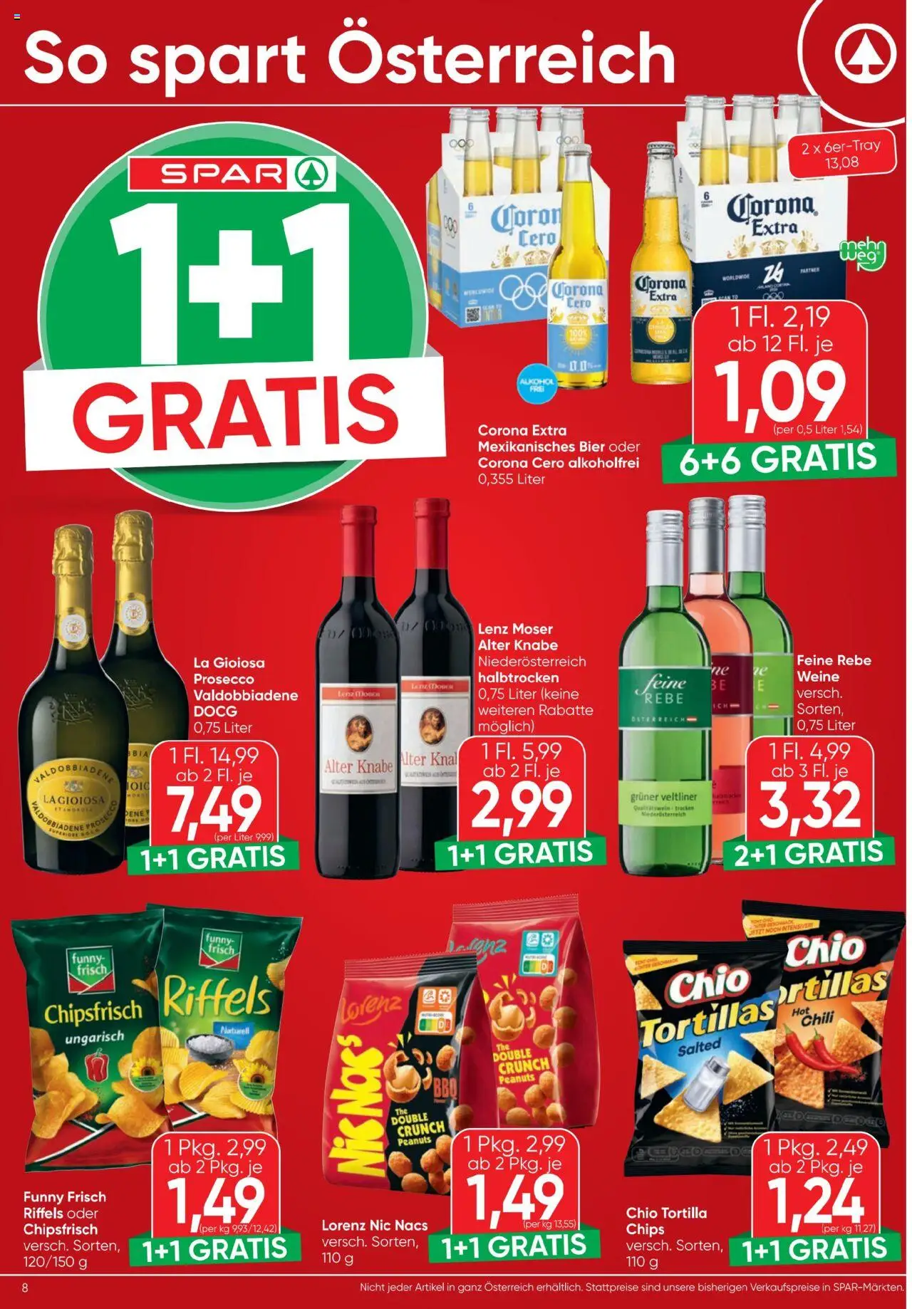 Spar Flugblatt gültig ab 09.10.2025 | Seite: 8 | Produkte: Chips, Bier