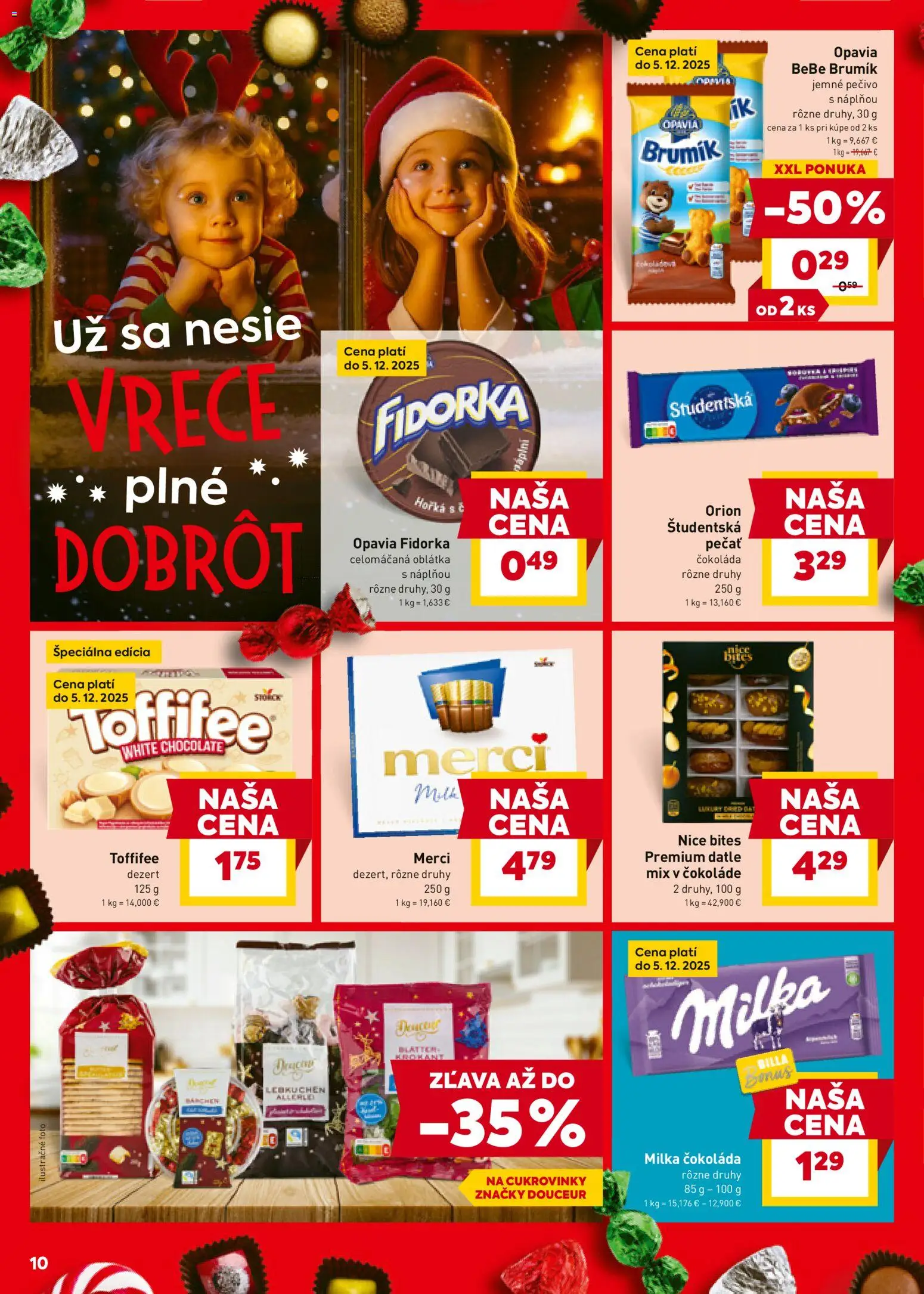 Nové Billa akcie – leták je platný od 26.11.2025 | Strana: 10 | Produkty: Merci, Čokoláda, Toffifee, Milka