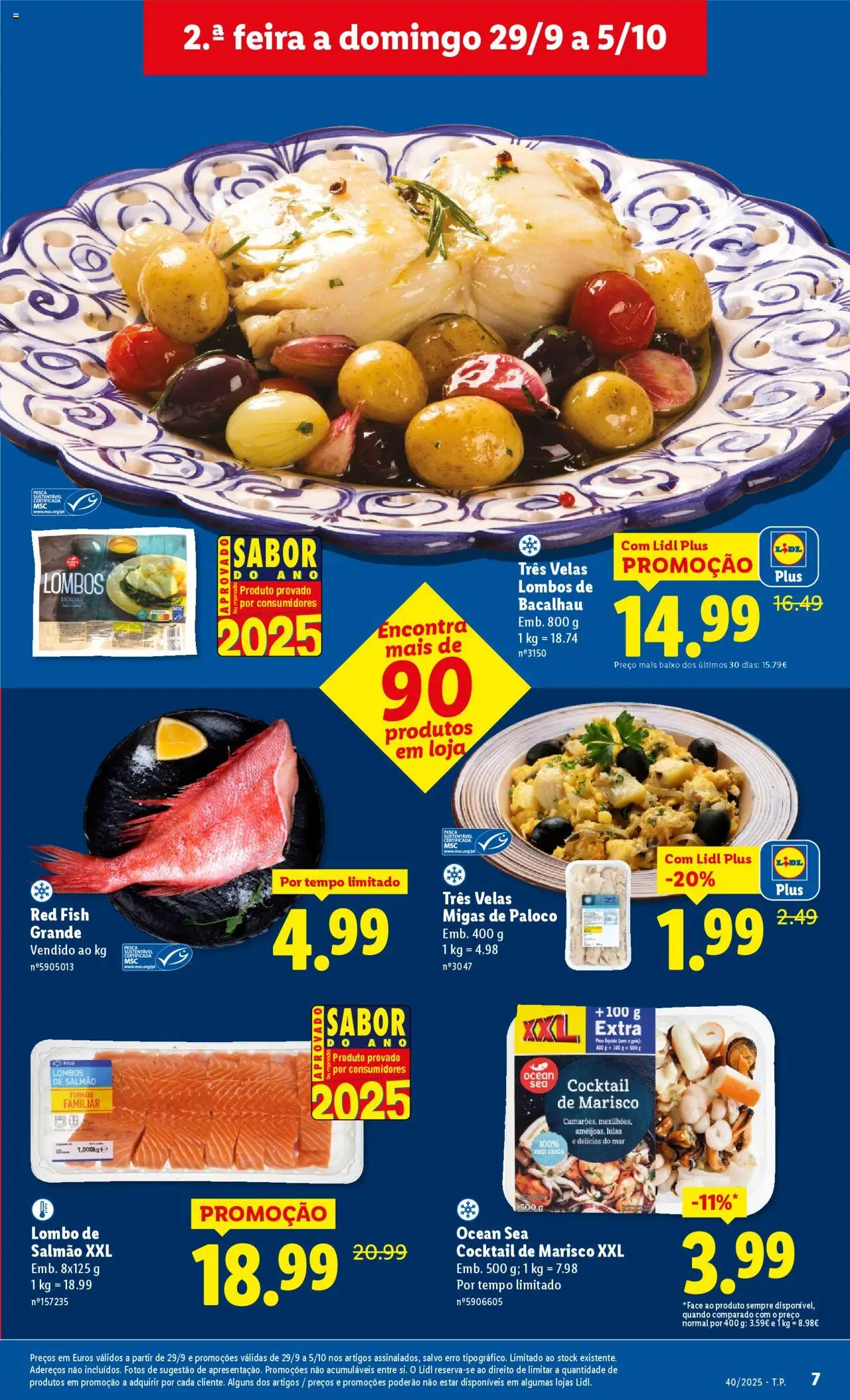 Lidl folheto │ válido de 29.09.2025 | Página: 7 | Produtos: Bacalhau, Lulas, Salmão, Velas