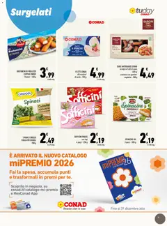 Anteprima del volantino FILETTI CONAD di branzino/ di orata, di orata - 250 g valido a partire dal 11.03.2026 | Pagina: 11 | Prodotti: Gamberi, Mozzarella, Spinaci, Sugo