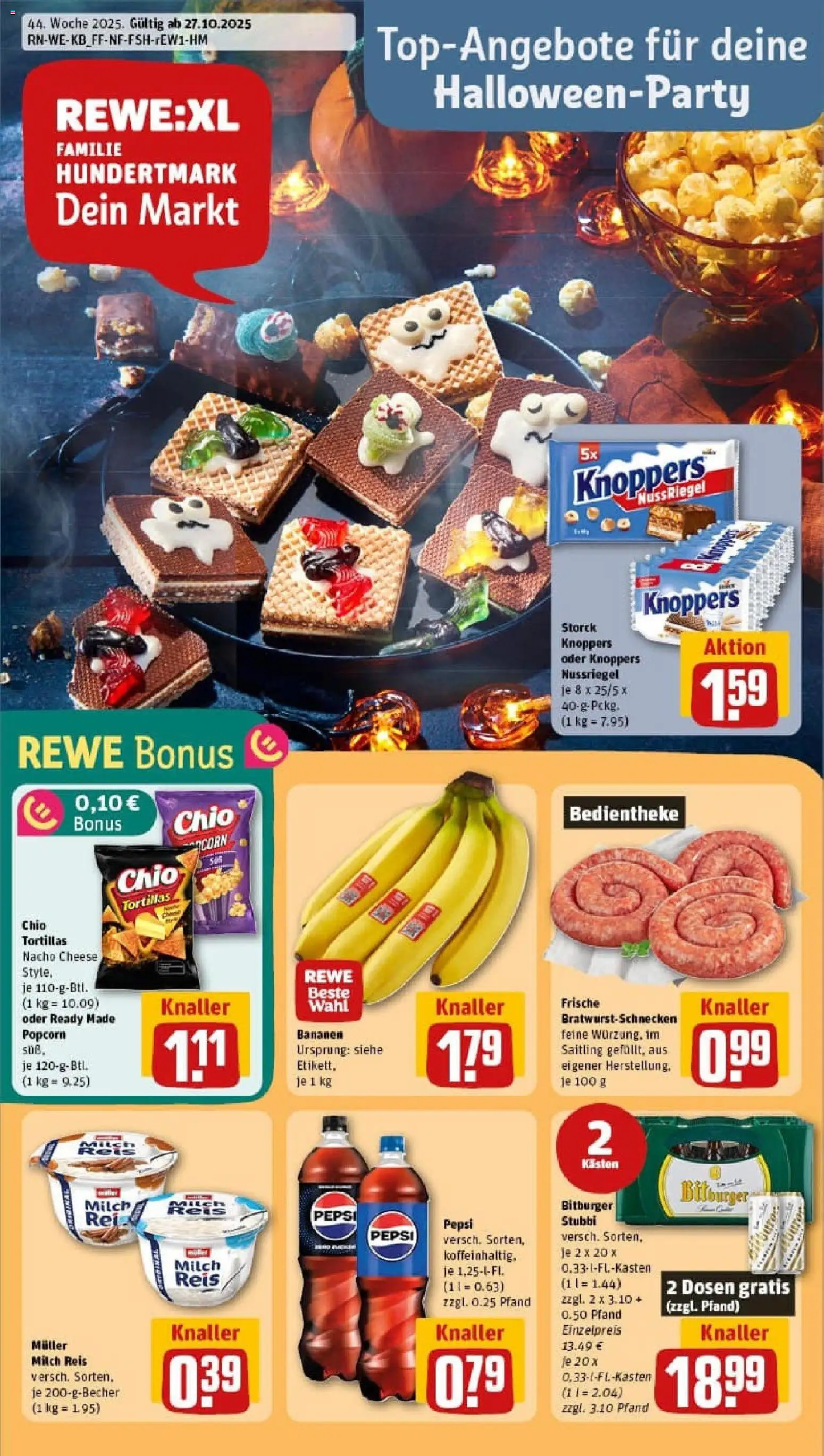 Rewe prospekt Kaisersesch	 – gültig ab 26.10.2025 | Seite: 1 | Produkte: Bitburger, Milch, Bananen, Chio tortillas