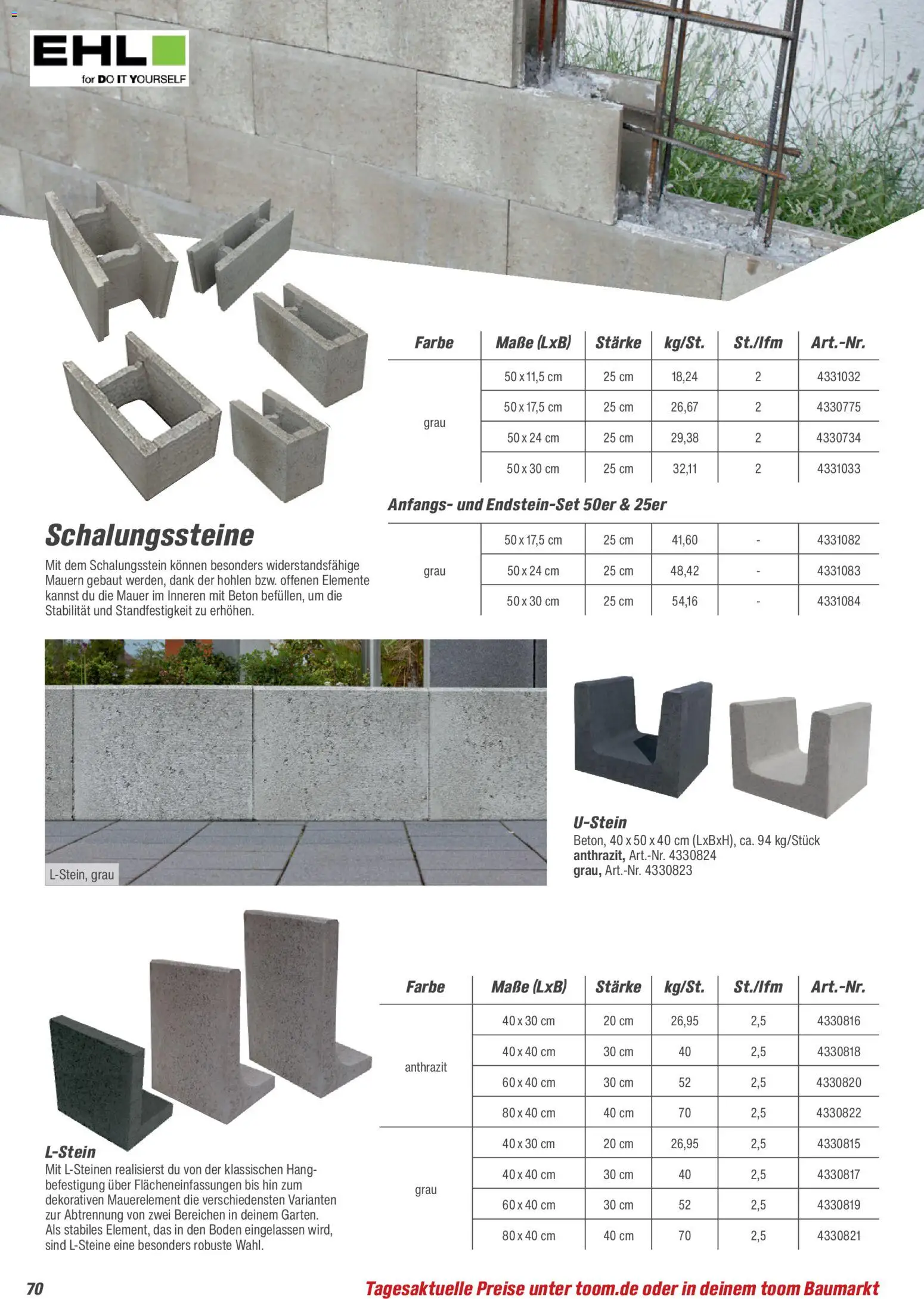 Toom Baumarkt Gartenbaustoffe 2026 – gültig ab 20.02.2026 | Seite: 70