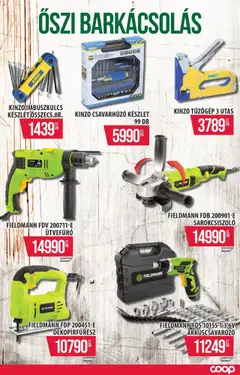 COOP Szolnok akciós ujság - amely érvényes a következő dátumtól: 11.09.2025 | Oldal: 13 | Termékek: Ütvefúró, Sarokcsiszoló, Dekopírfűrész, Csavarhúzó