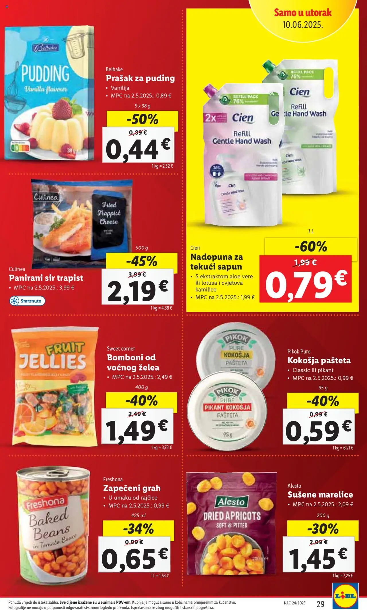 Lidl katalog | vrijedi od 09.06.2025 | Stranica: 29 | Proizvodi: Trapist, Grah, Sapun, Rajčice