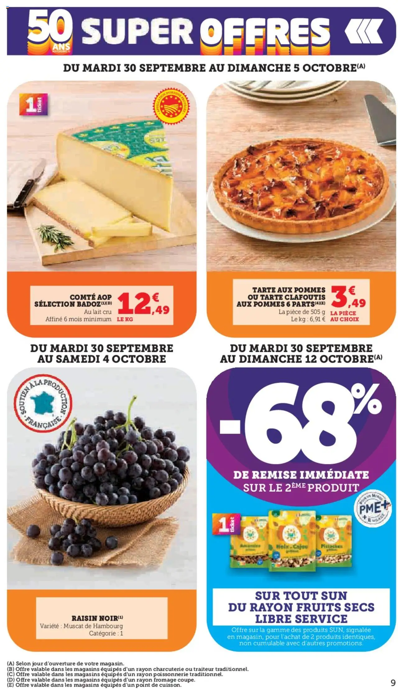 {H1} | Page: 9 | Produits: Raisin, Lait, Fromage, Tarte aux pommes