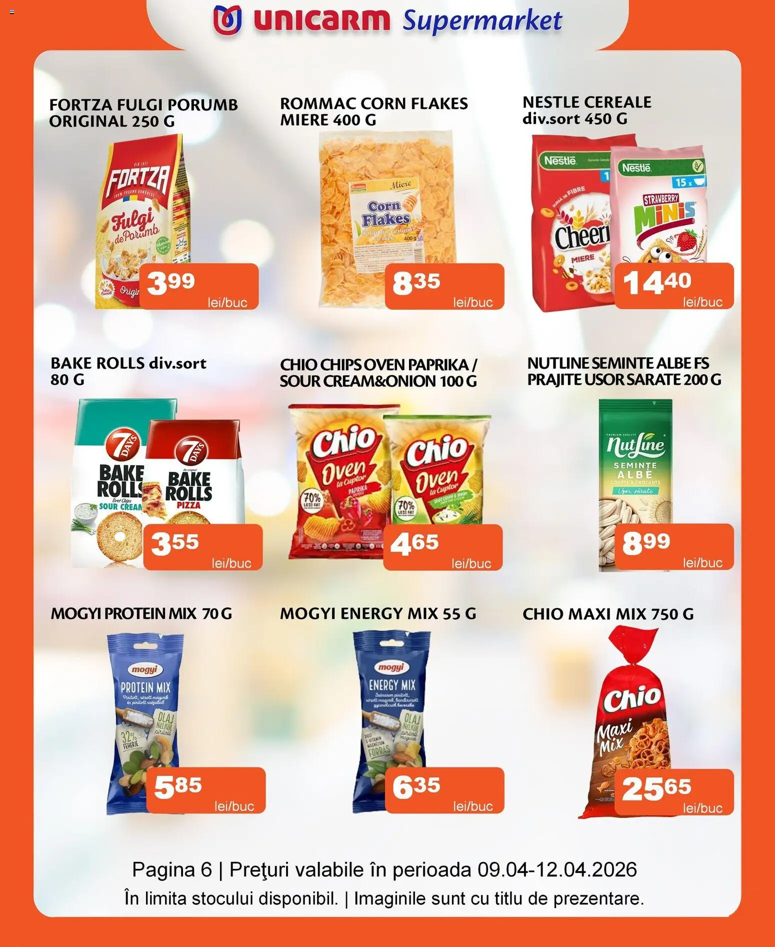 Noul catalog Unicarm – valabil de la 09.04.2026 | Pagină: 6 | Produse: Cuptor, Semințe, Fulgi, Porumb