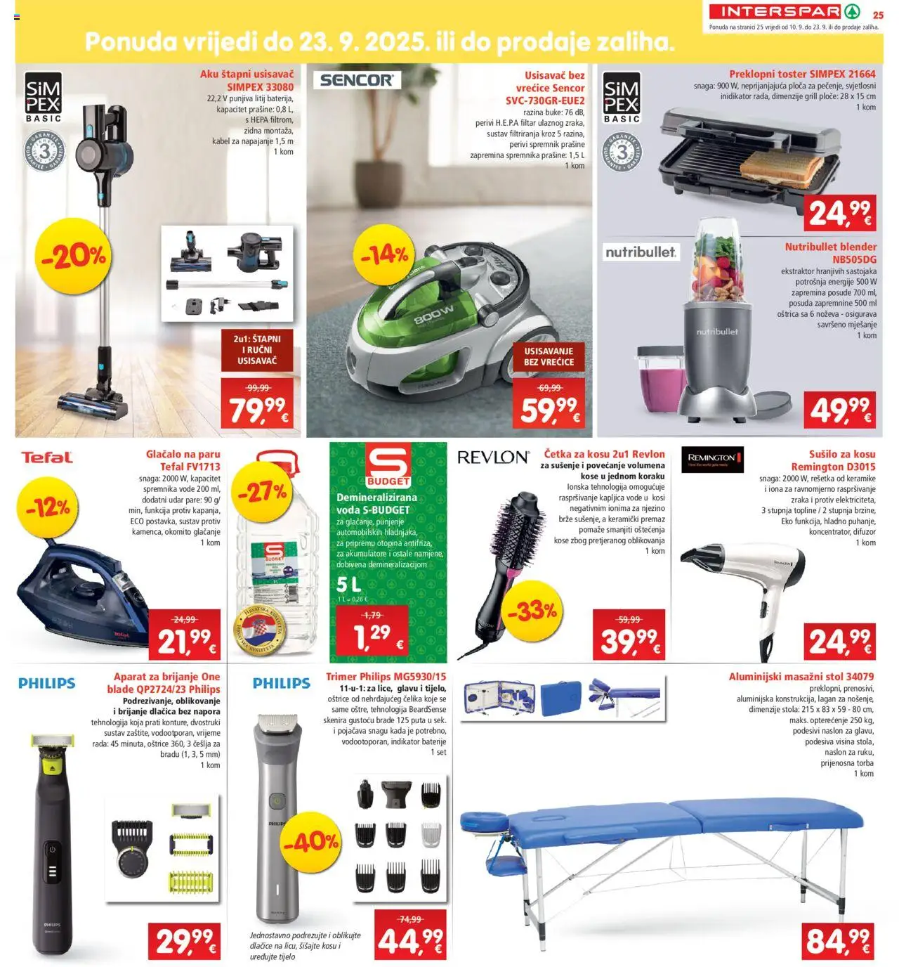 Interspar katalog | vrijedi od 10.09.2025 | Stranica: 25 | Proizvodi: Usisavač, Stol, Baterije, Blender