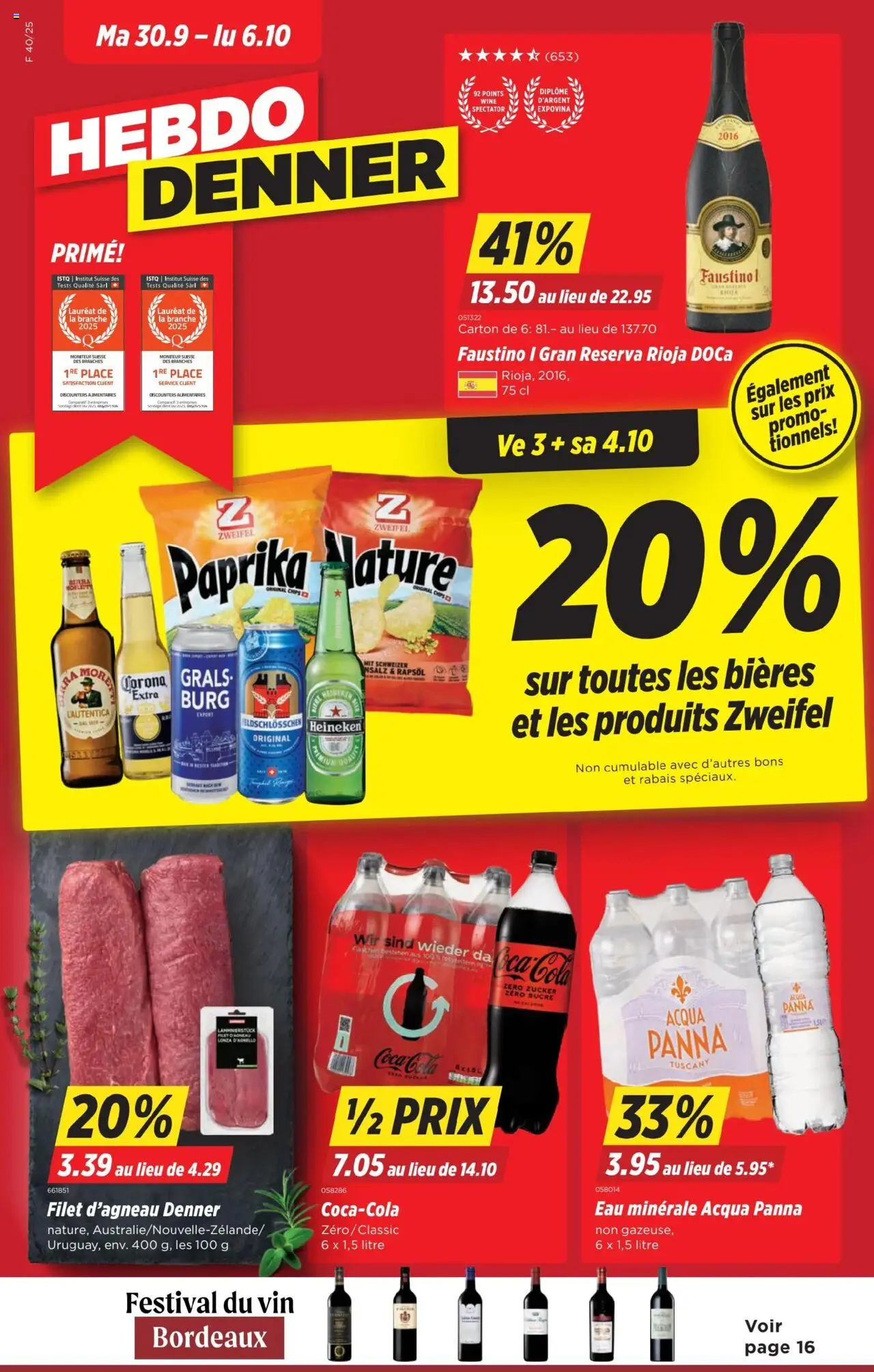 Denner Aktionen FR – gültig ab 30.09.2025 | Seite: 1 | Produkte: Coca Cola, Rapsöl, Chips, Zucker
