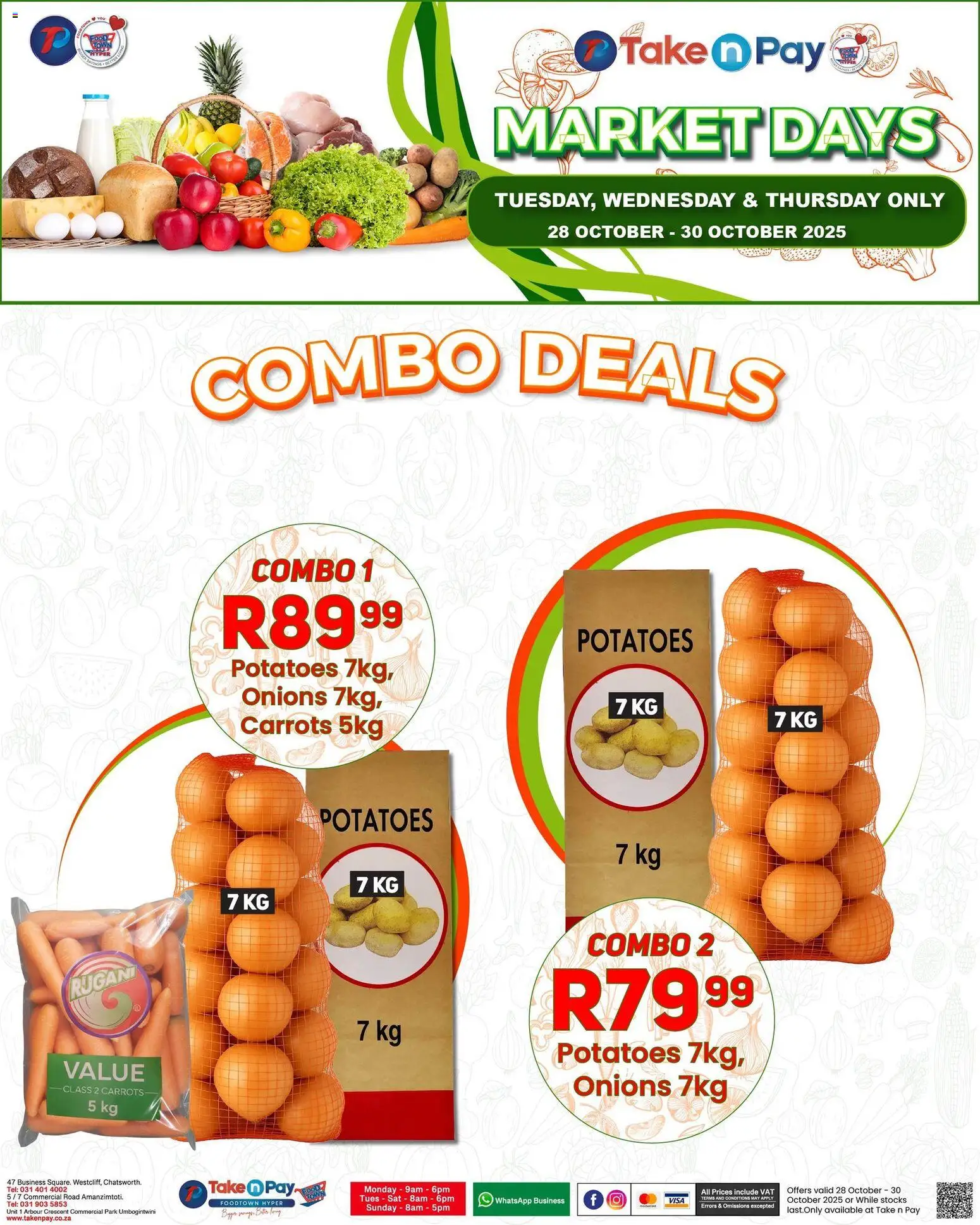 New Take n Pay catalogue – valid from 28.10.2025 | Page: 5 | Products: Carrots, Potatoes, Onions