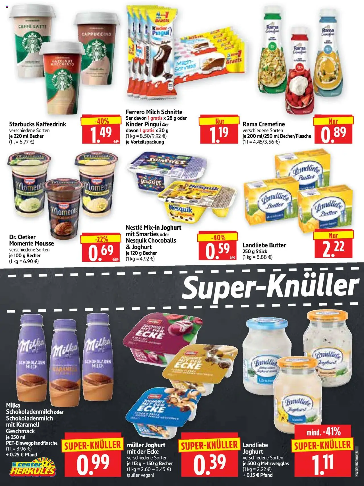 HERKULES Prospekt 	 – gültig ab 22.09.2025 | Seite: 8 | Produkte: Nesquik, Milch, Butter, Landliebe butter