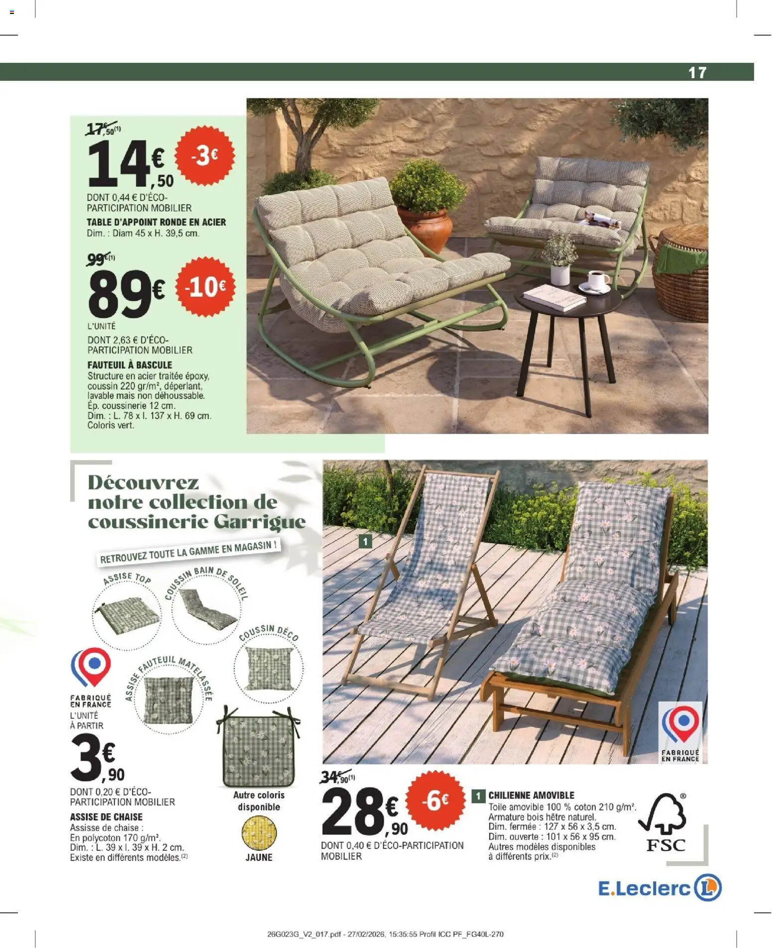 {H1} | Page: 17 | Produits: Coton, Mais, Fauteuil, Chaise