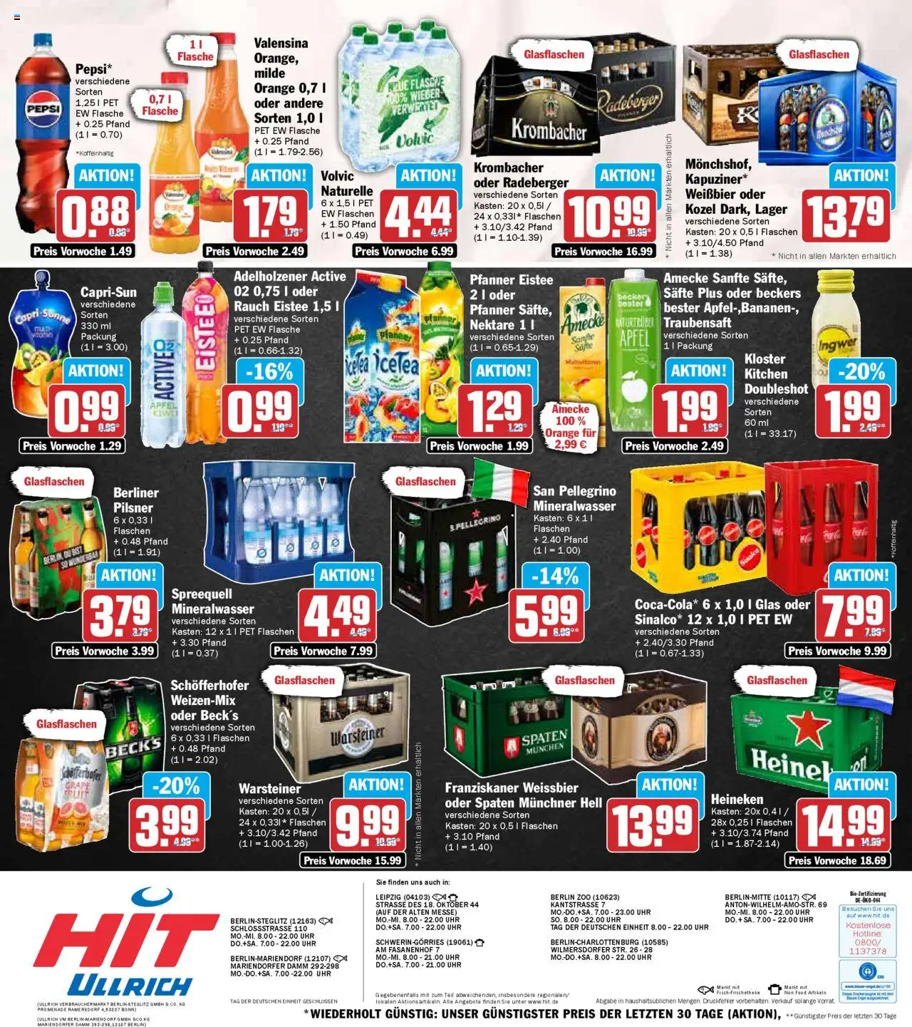 HIT - Berlin – gültig ab 29.09.2025 | Seite: 19 | Produkte: Heineken, Krombacher, Pepsi, Uhr