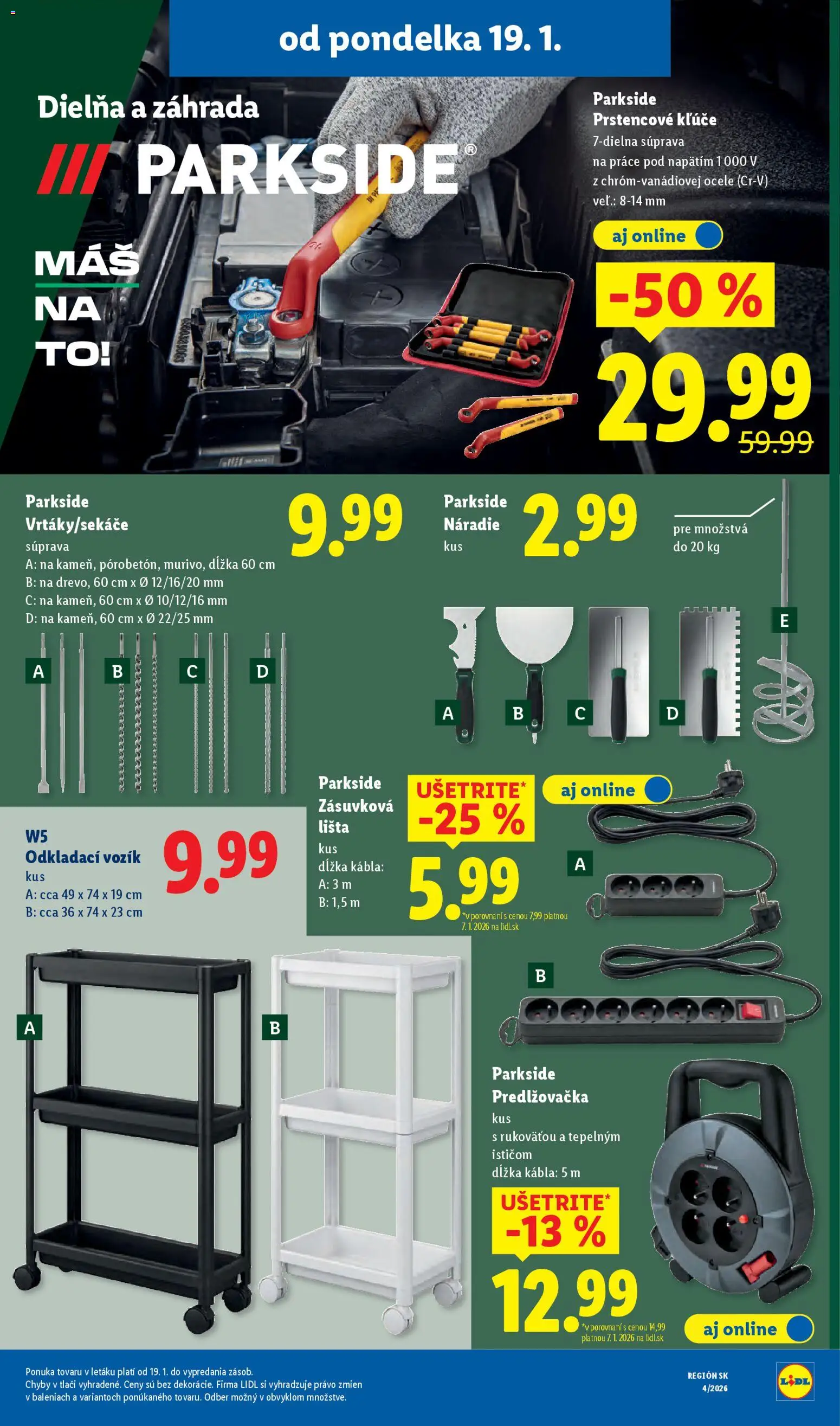 Nové Lidl akcie – leták je platný od 22.01.2026 | Strana: 87 | Produkty: Náradie, Predlžovačka, Parkside