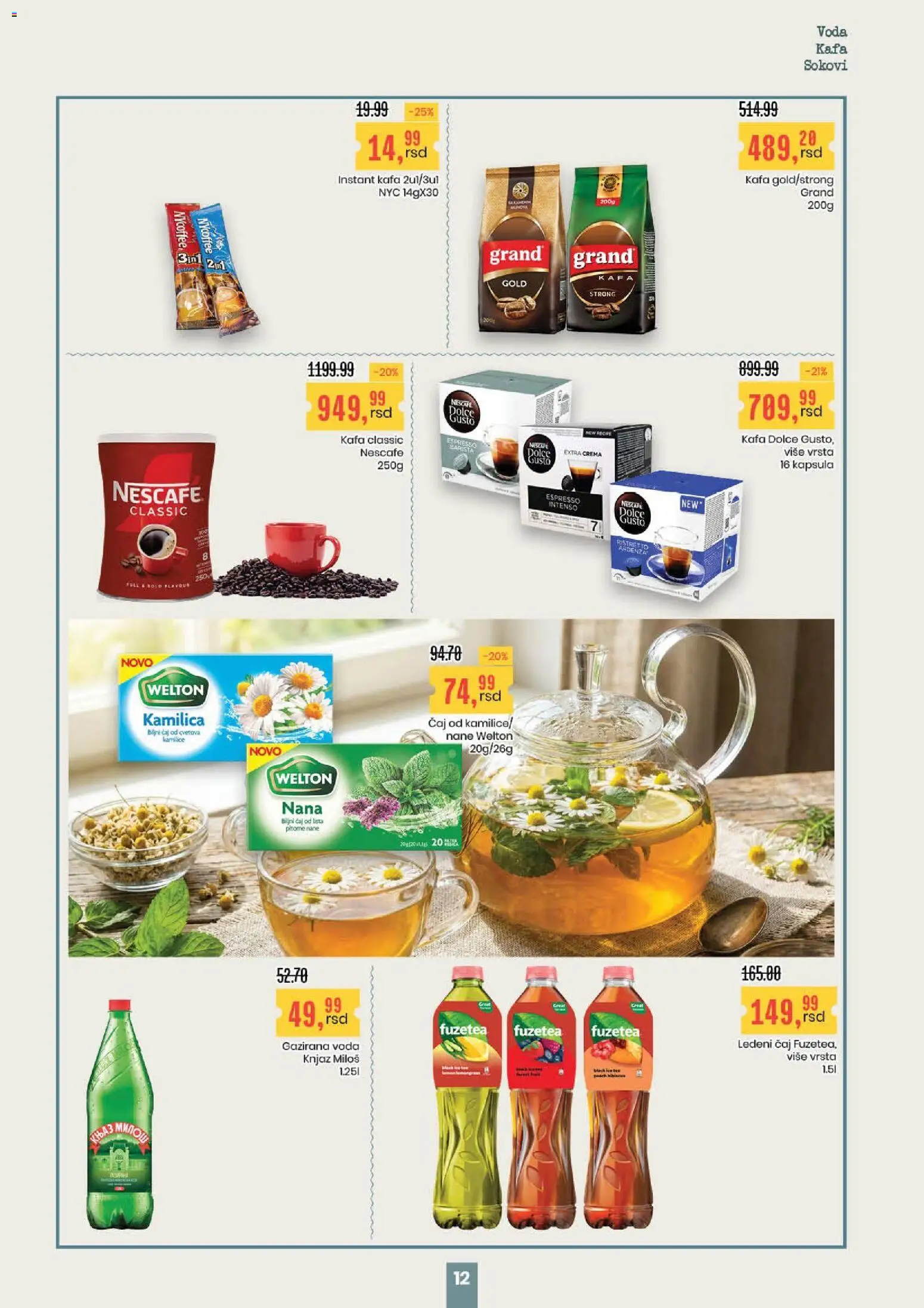 Aroma Market katalog - važi od 08.01.2026 | Strana: 12 | Proizvode: Dolce Gusto, Instant kafa, Voda, Čaj