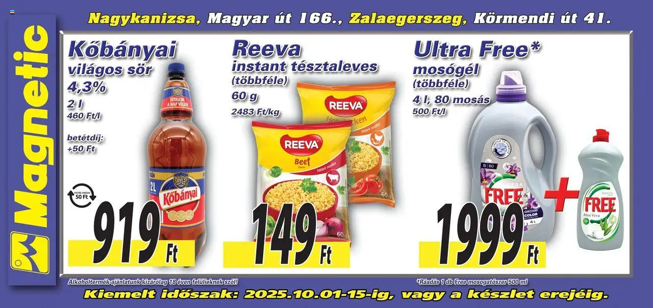 Magnetic akciós ujság - amely érvényes a következő dátumtól: 01.10.2025 | Oldal: 4 | Termékek: Mosógél, Aloe vera, Sör, Mosogatószer