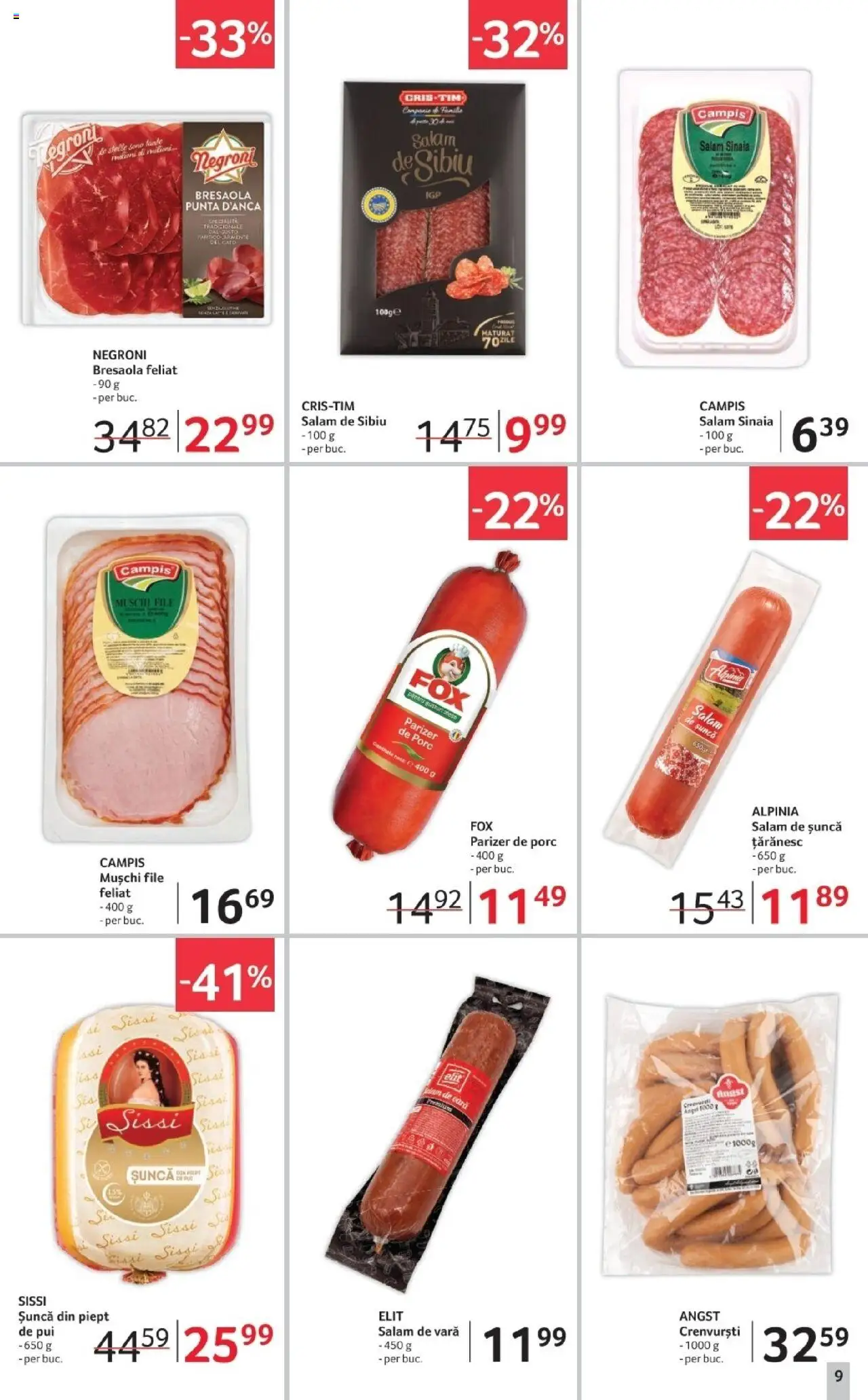 Noul catalog Selgros – valabil de la 17.10.2025 | Pagină: 9 | Produse: Crenvurști, Salam, Șuncă, Parizer