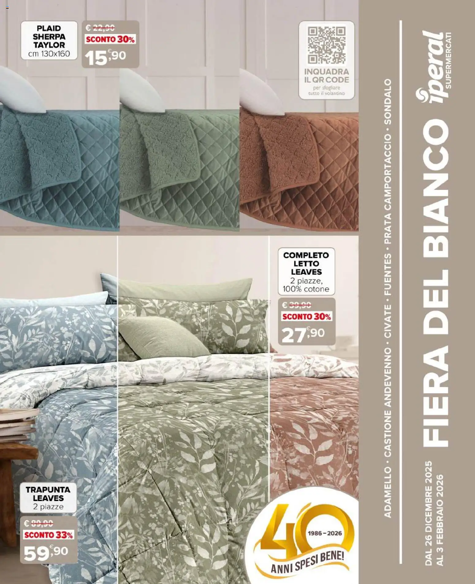 Volantino Iperal del 26.12.2025 | Pagina: 1 | Prodotti: Plaid, Trapunta, Letto