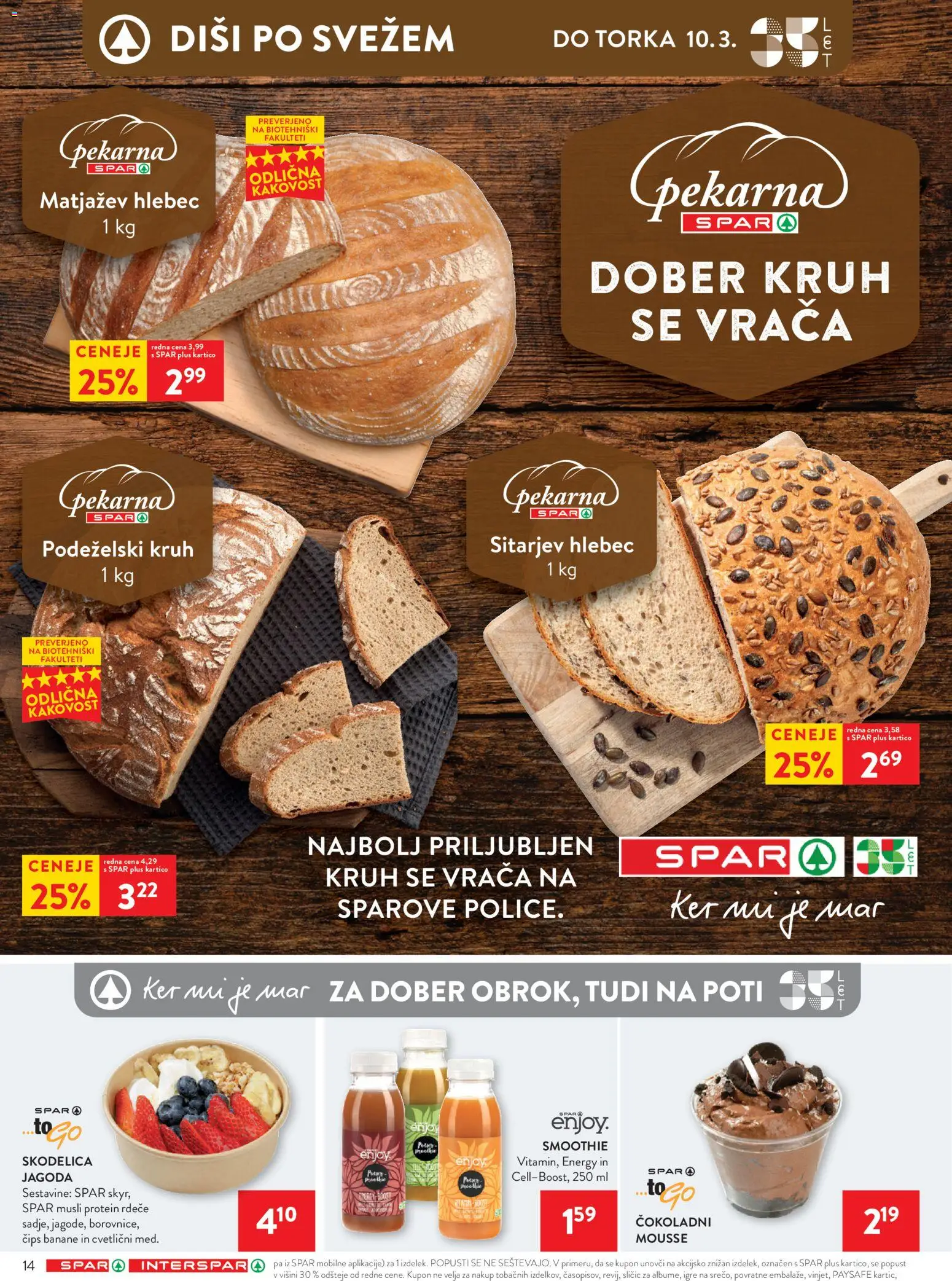 Novi Spar katalog ponudbe – veljaven od 04.03.2026 | Stran: 14 | Izdelki: Skodelica, Pekarna, Hlebec, Cips