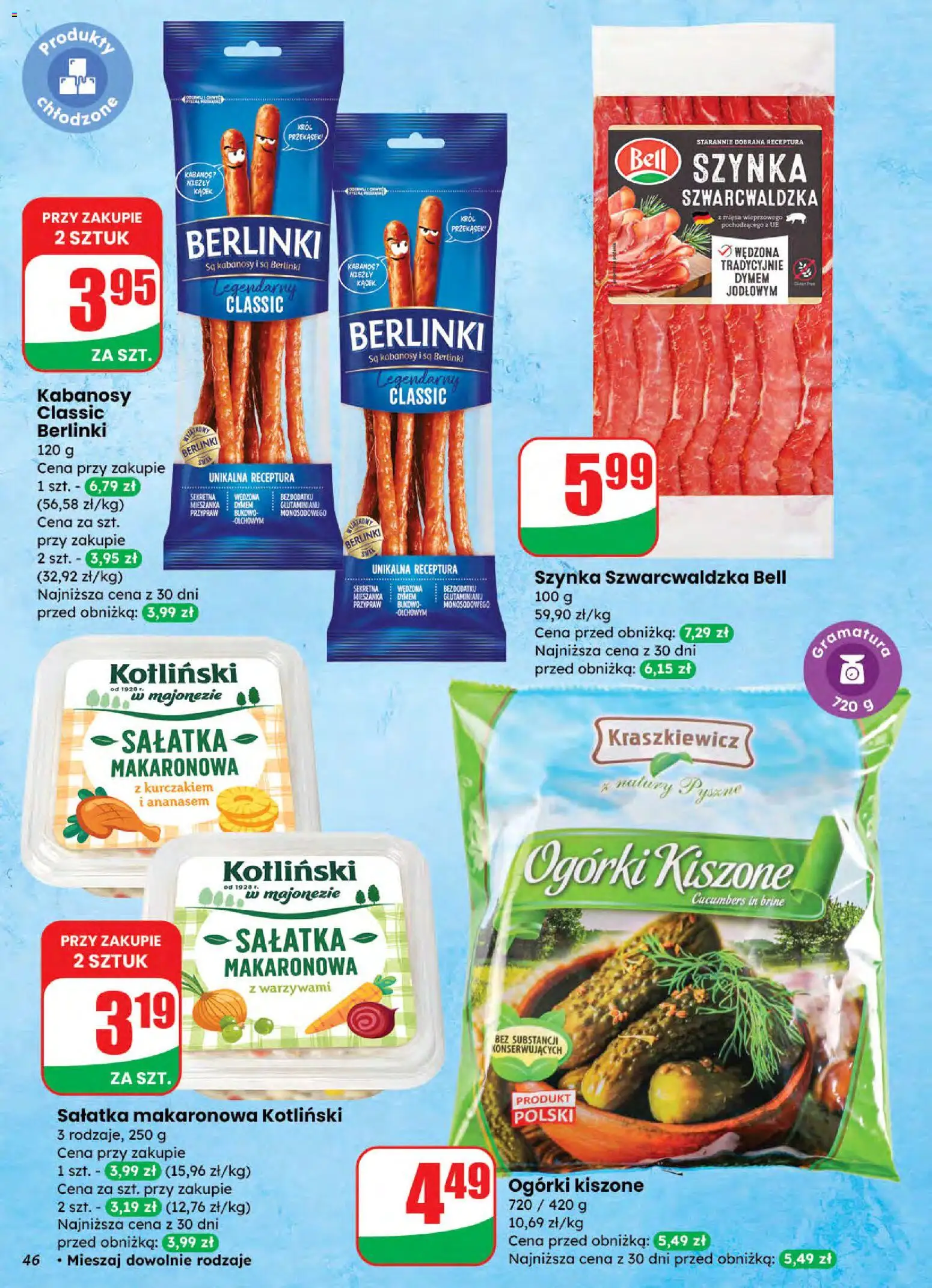 Dino Gazetka od 26.11.2025 | Strona: 46 | Produkty: Bell, Szynka szwarcwaldzka, Ogórki, Sałatka