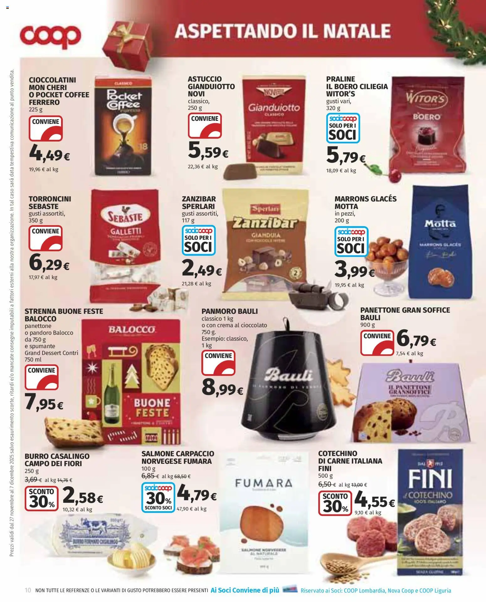 Volantino COOP del 27.11.2025 | Pagina: 10 | Prodotti: Pandoro, Data, Astuccio, Torroncini