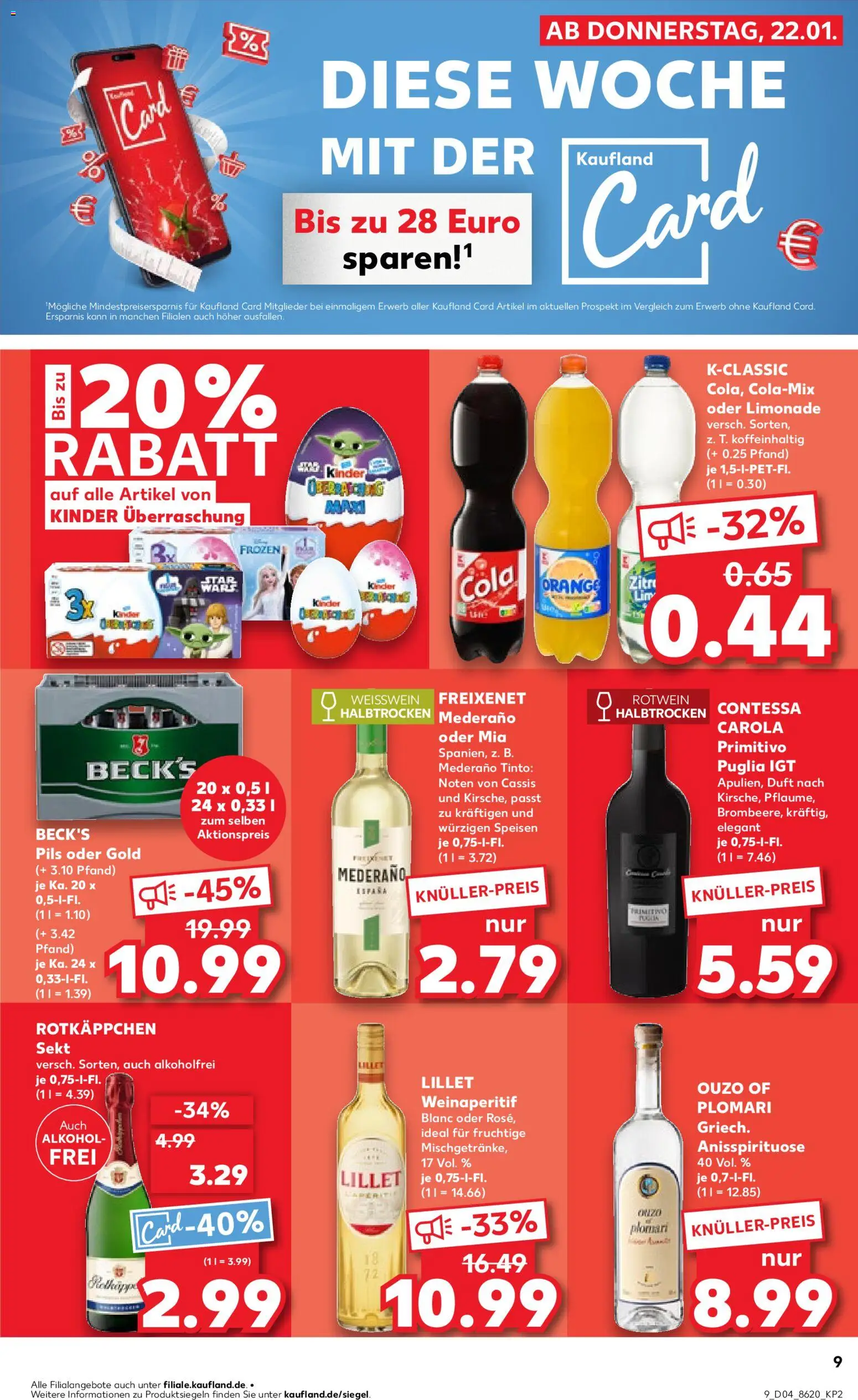 Kaufland prospekt Völklingen	 – gültig ab 22.01.2026 | Seite: 9 | Produkte: Ouzo, Cola, Freixenet, Sekt