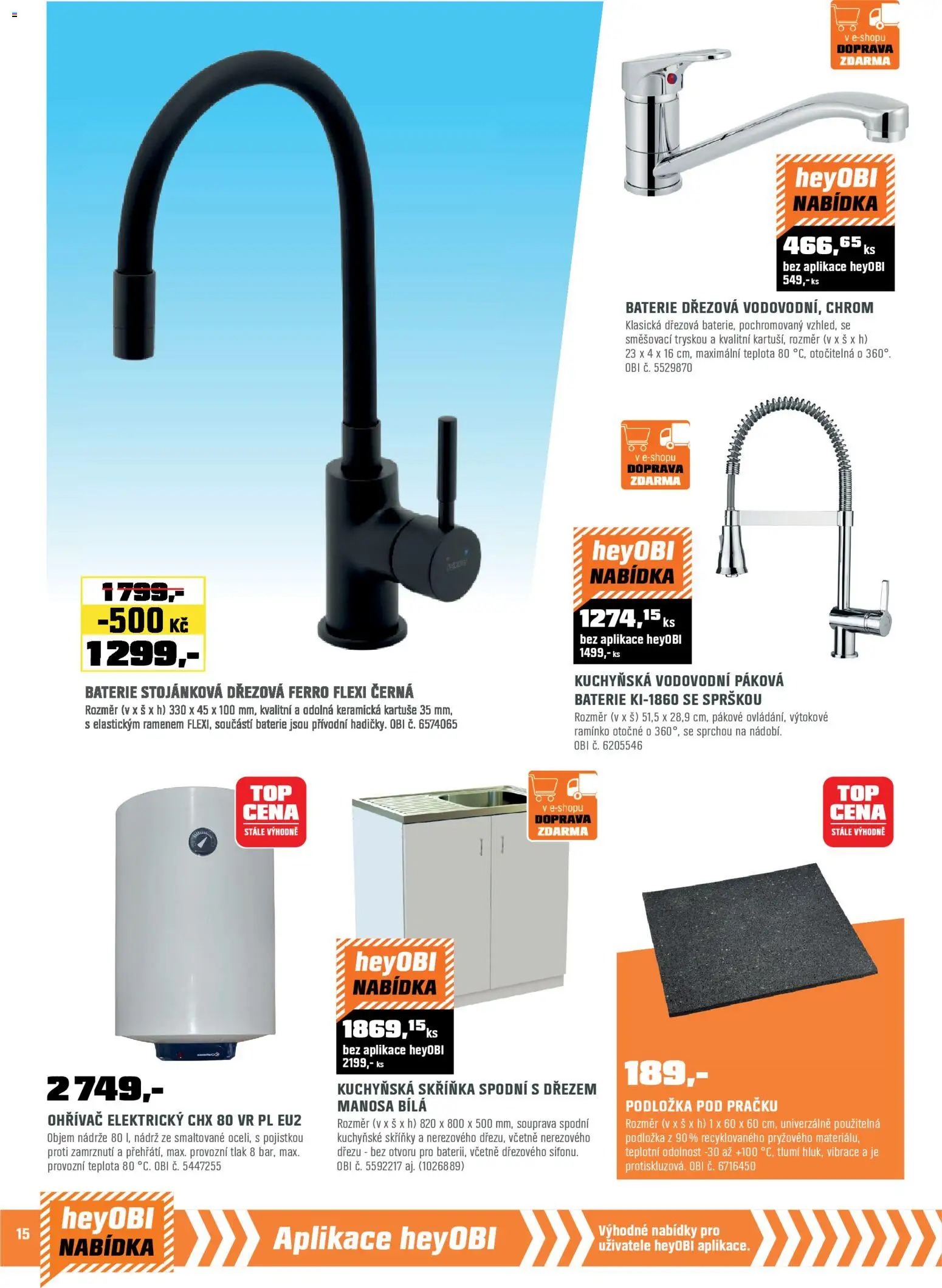 OBI leták od 01.02.2026 | Strana: 16 | Produkty: Kuchyňské skříňky, Skříňka, Baterie