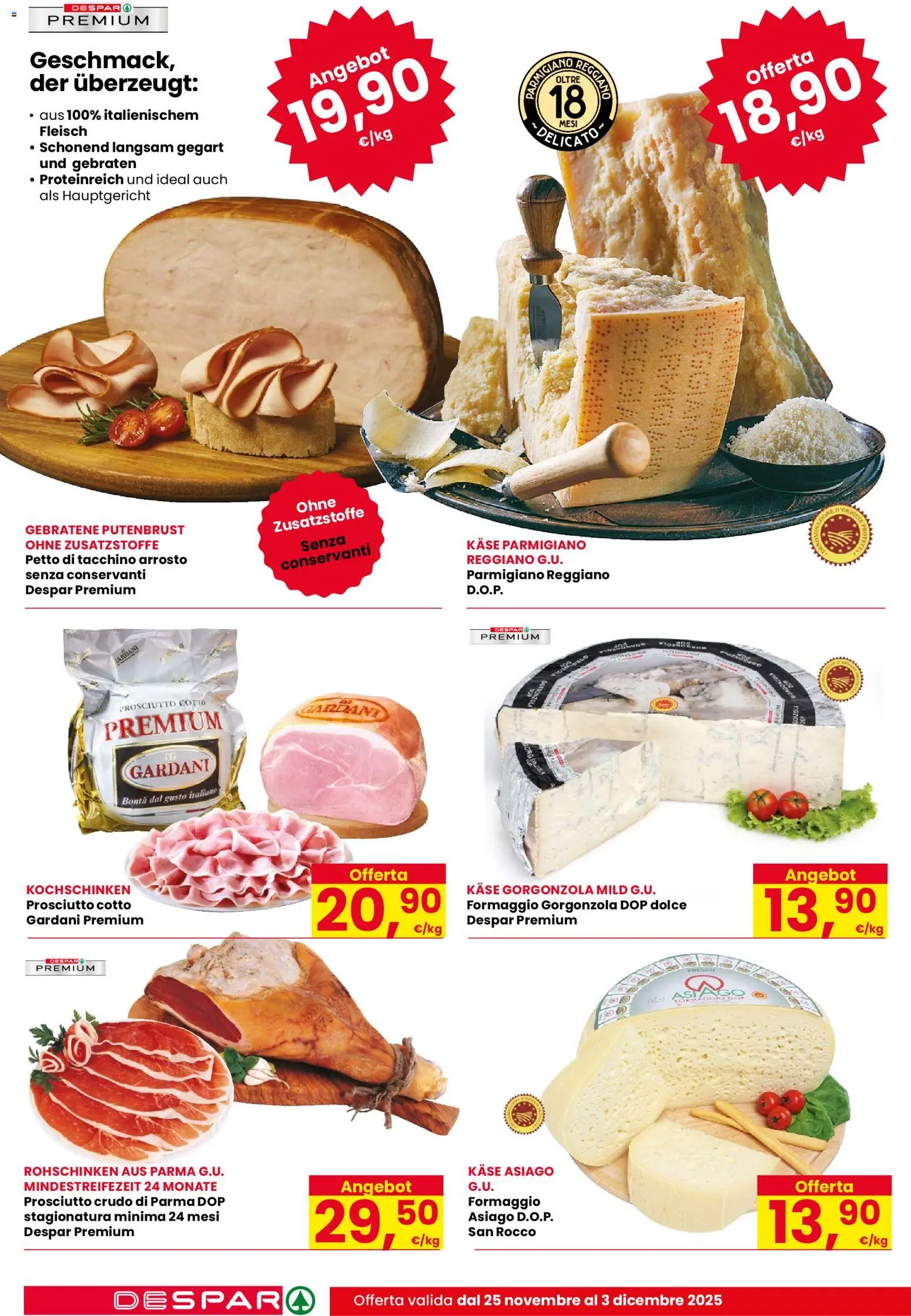 Volantino Despar del 25.11.2025 | Pagina: 8 | Prodotti: Prosciutto Crudo, Tacchino, Formaggio, Prosciutto
