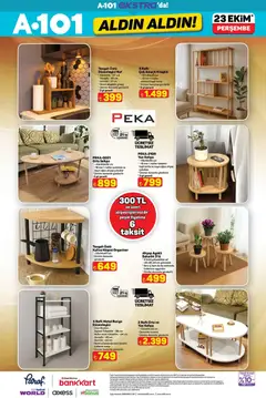 23.10.2025 tarihinden itibaren geçerli olan A101 kataloğu önizlemesi | Sayfa: 14 | Ürünler: Kitaplık, Raf, Kahve, Orta sehpa